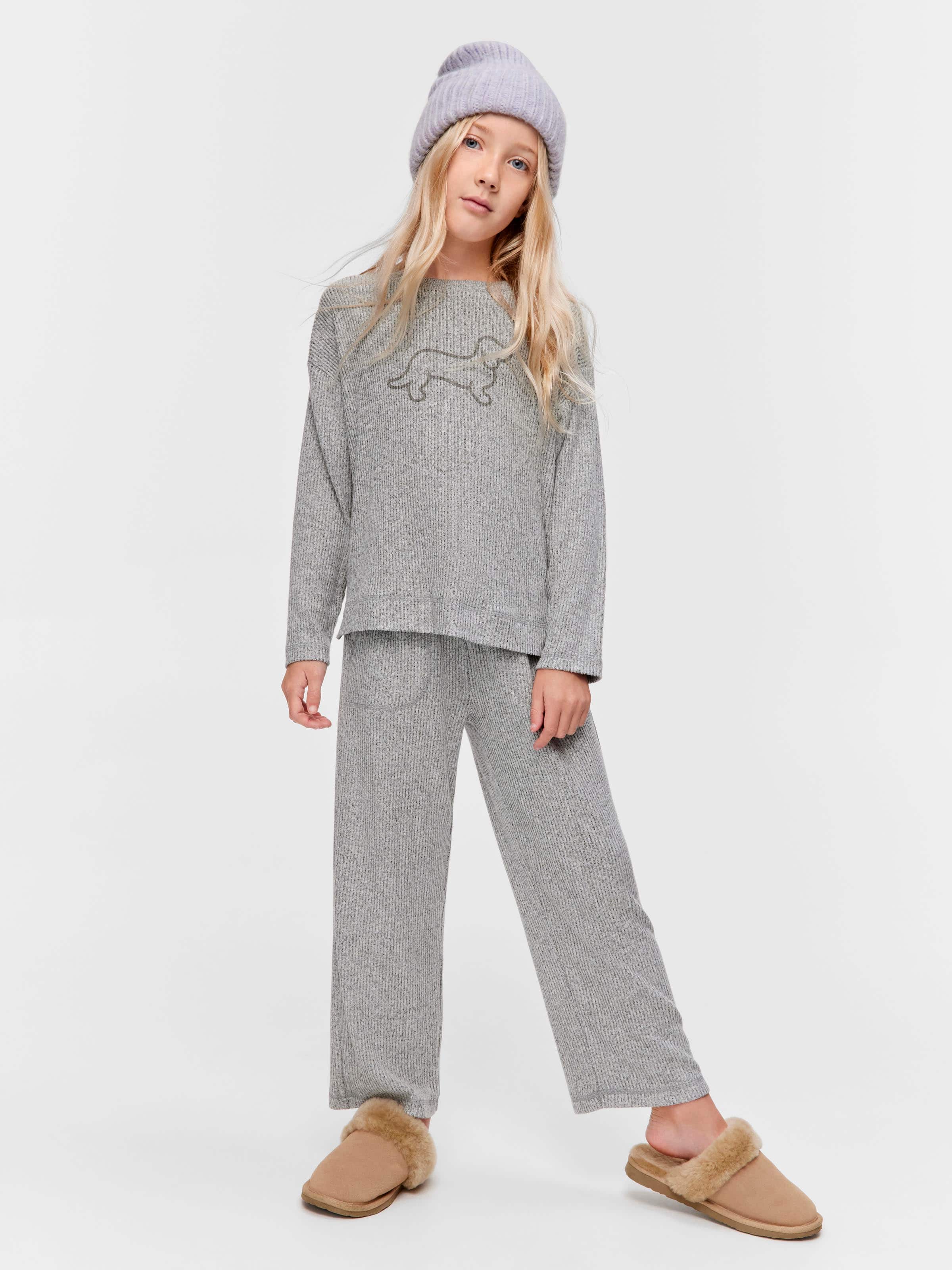 Image for Girls Grey Rib Knit Pj Set from Peter Alexander