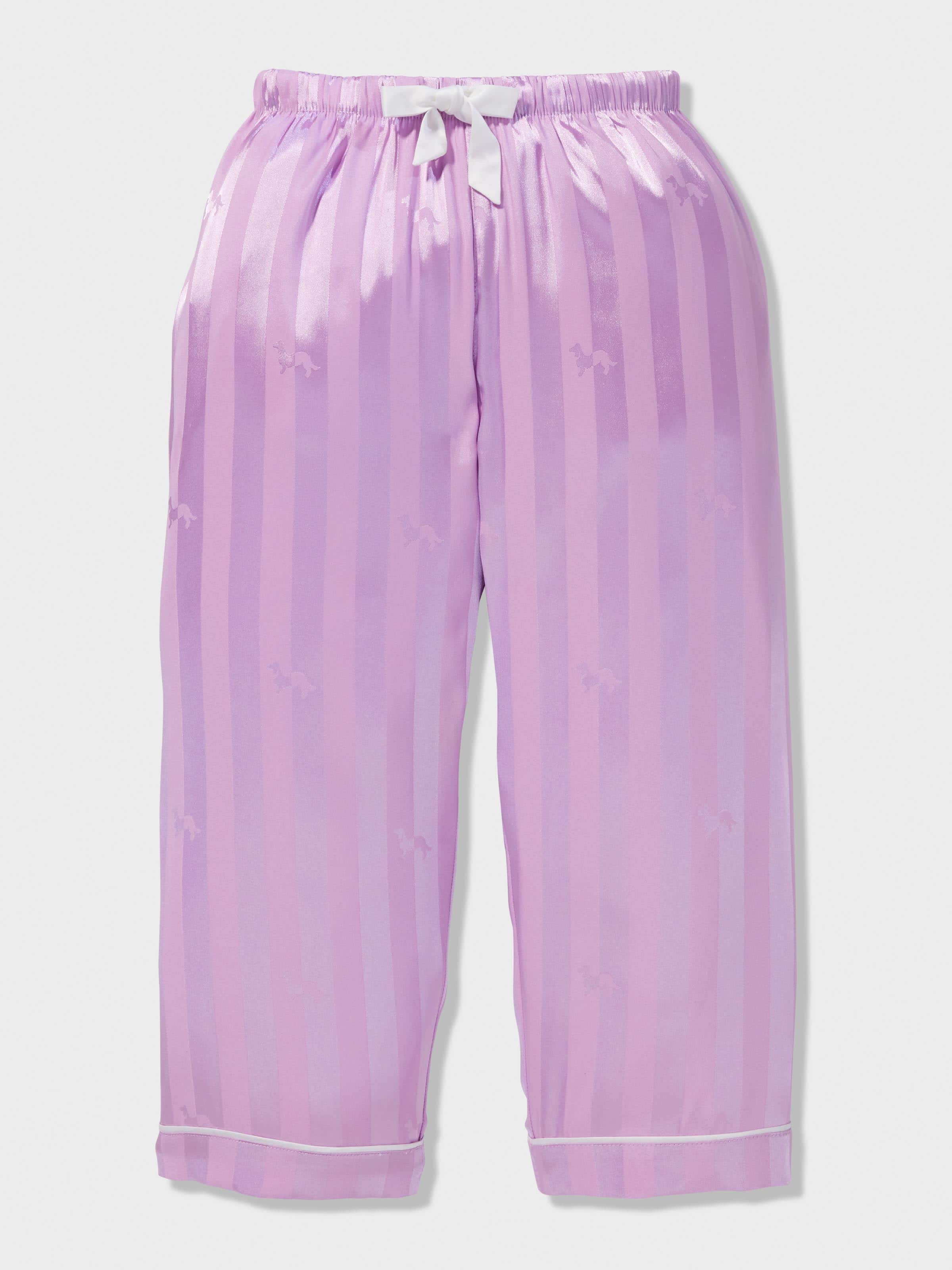 Girls Lilac Classic Satin Pj Set