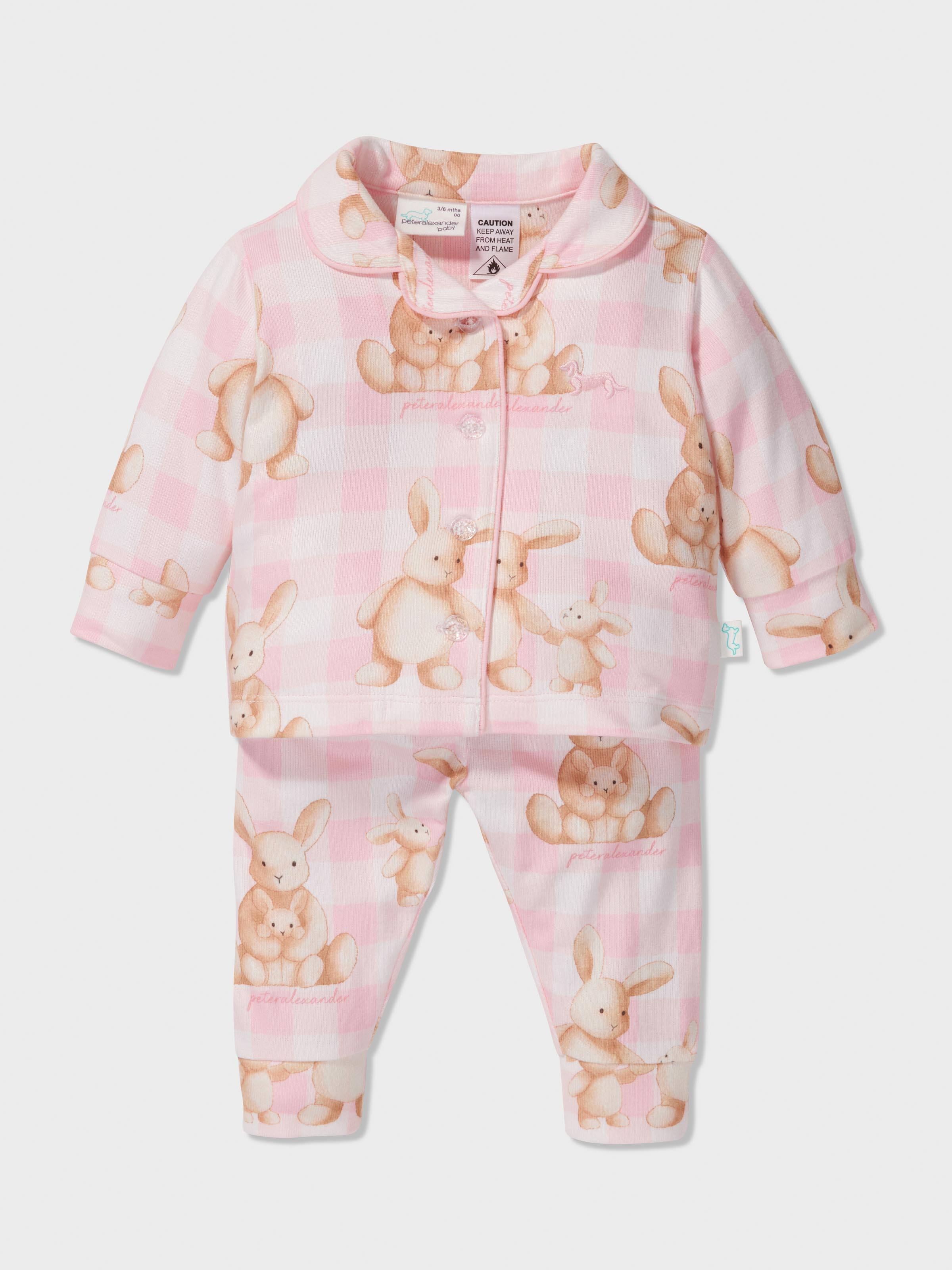 Baby Pink Check Bunny Pj Set