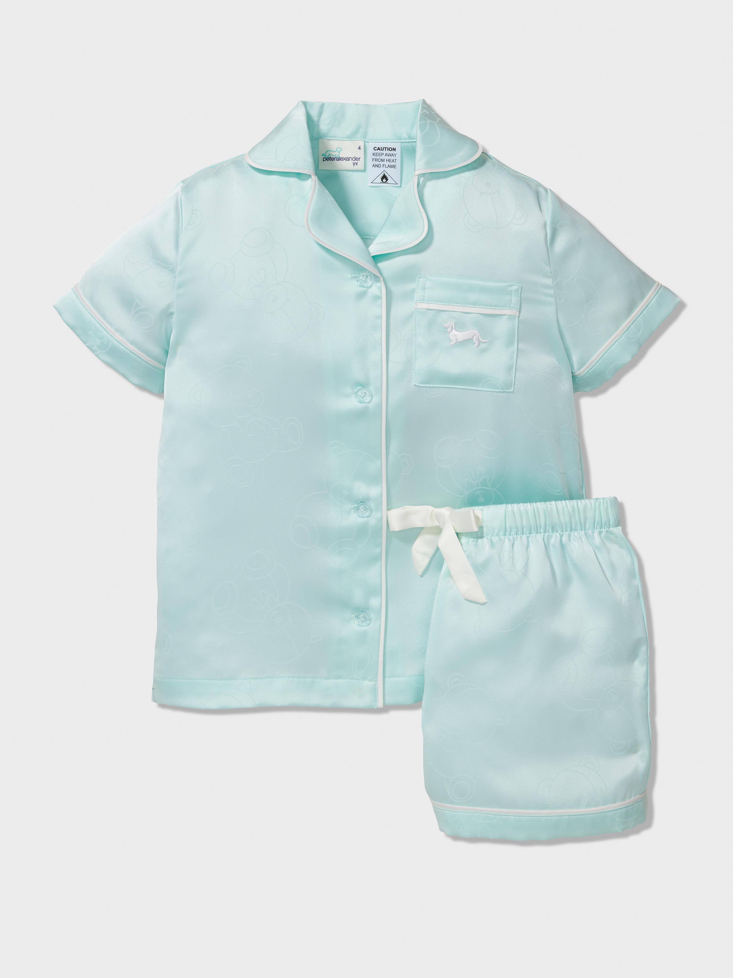 Jnr Girls Teddy Bear Satin Classic Shortie Pj Set