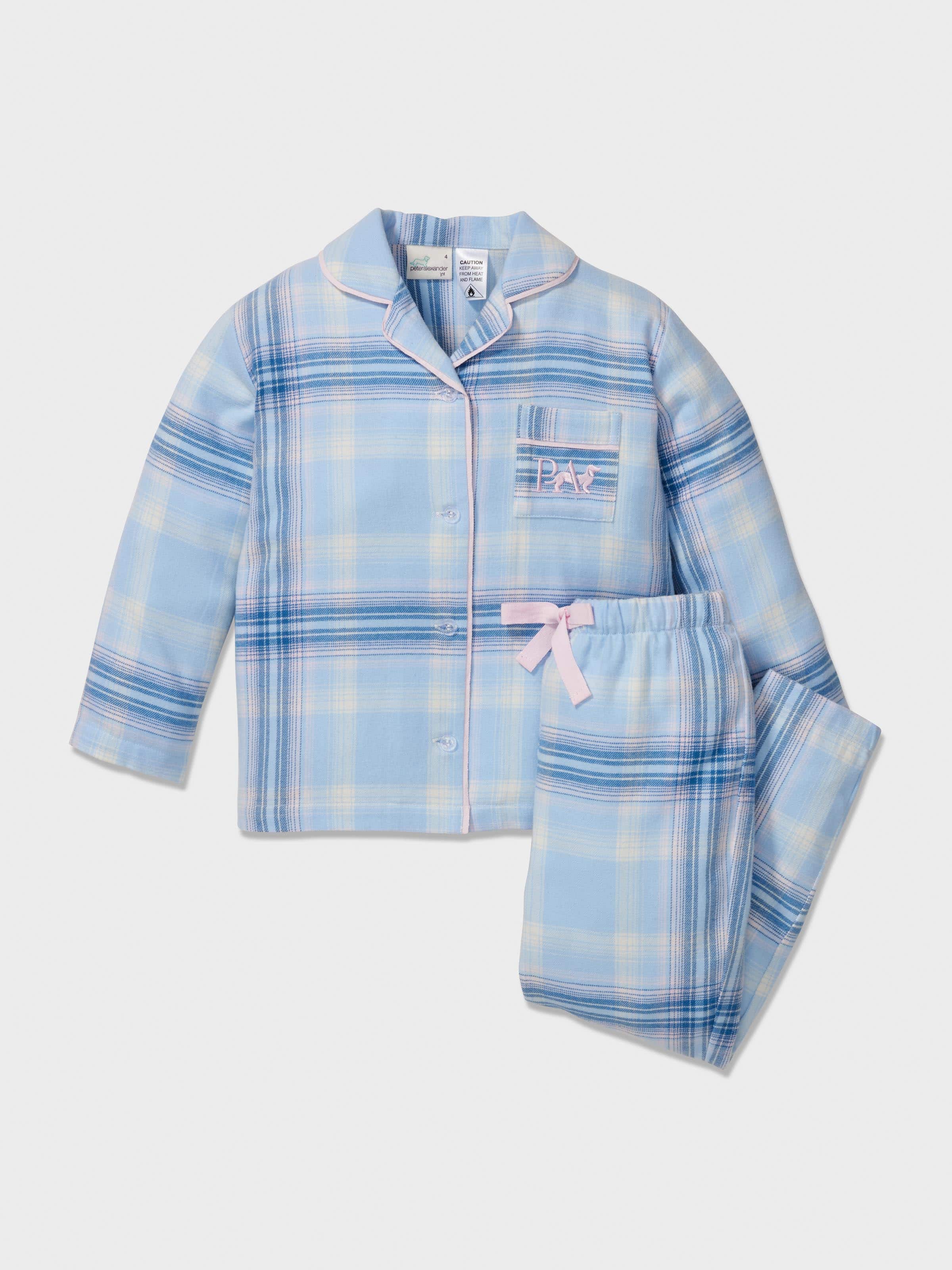 Image for Girls Blue Check Classic Long Pj Set from Peter Alexander