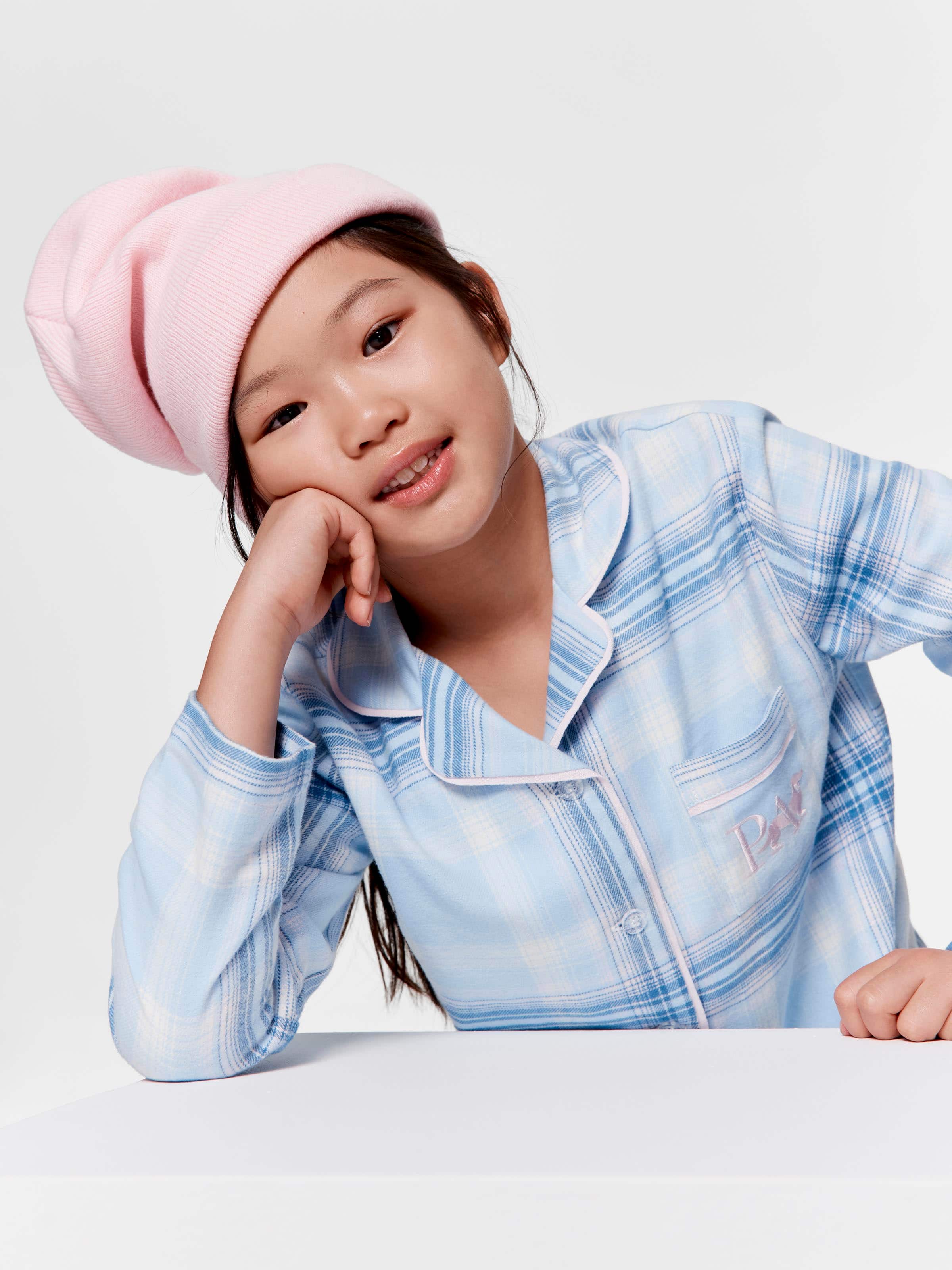 Image for Girls Blue Check Classic Long Pj Set from Peter Alexander