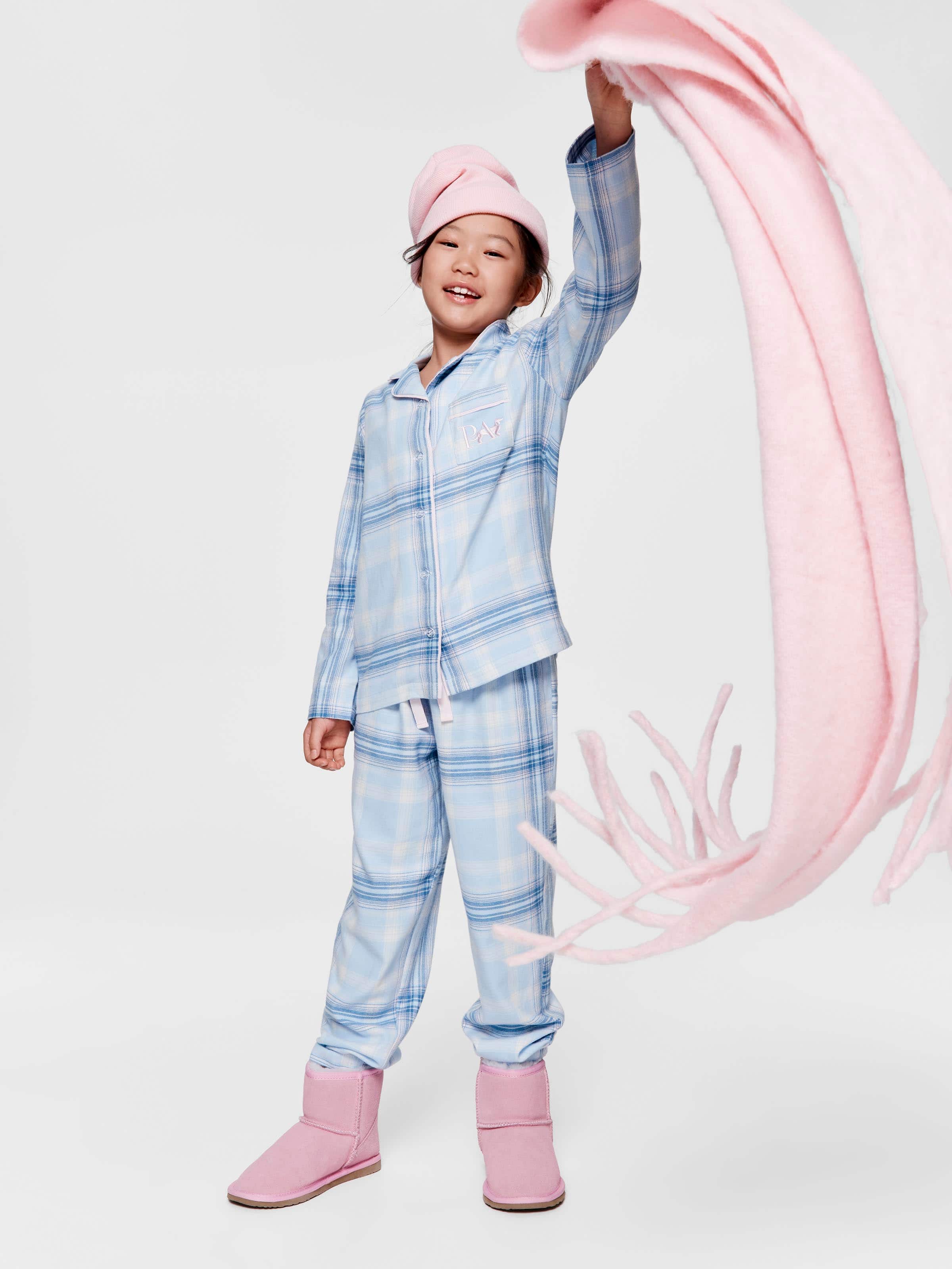 Image for Girls Blue Check Classic Long Pj Set from Peter Alexander