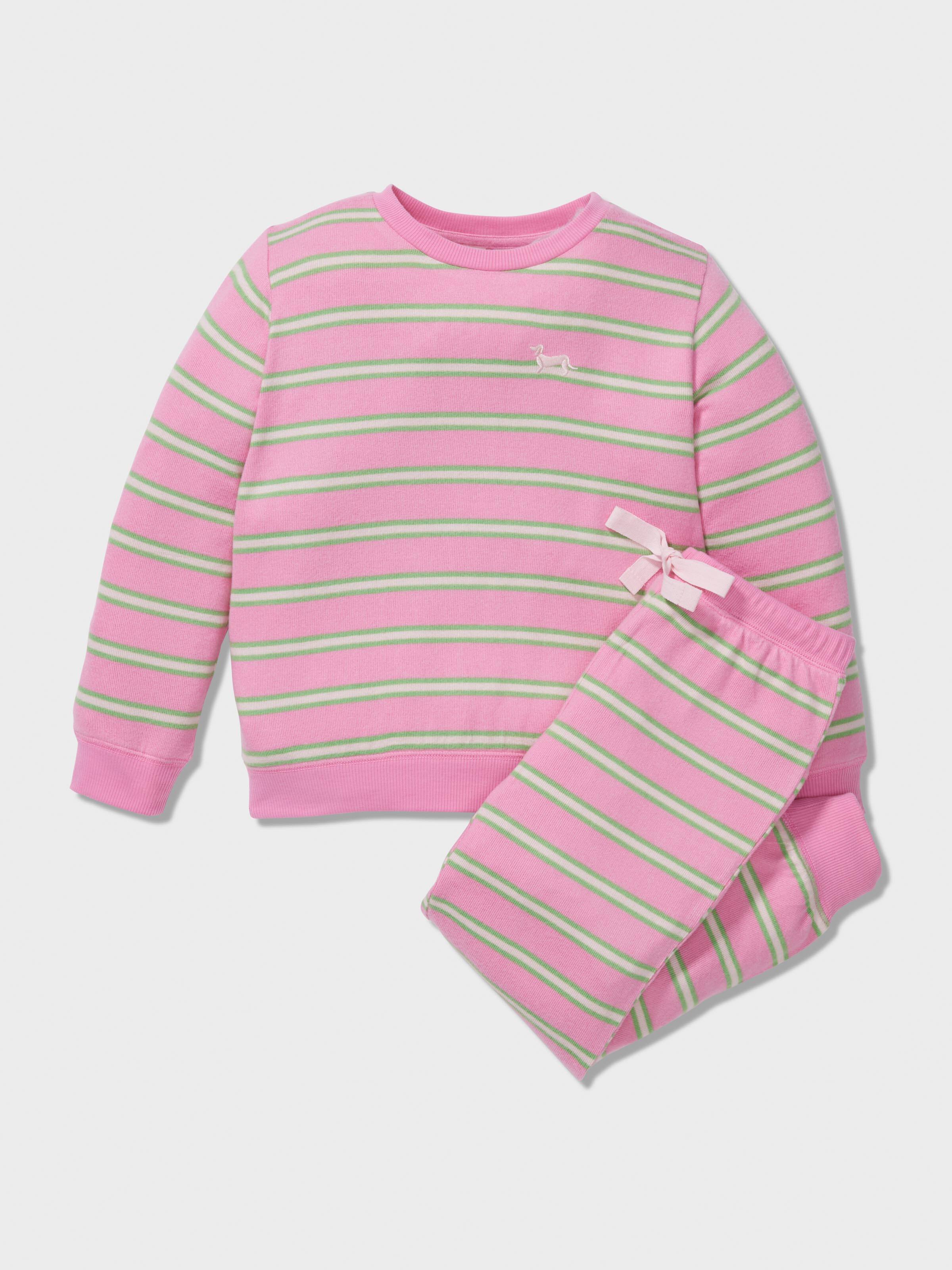 Image for Girls Pink Stripe Plush Long Pj Set from Peter Alexander