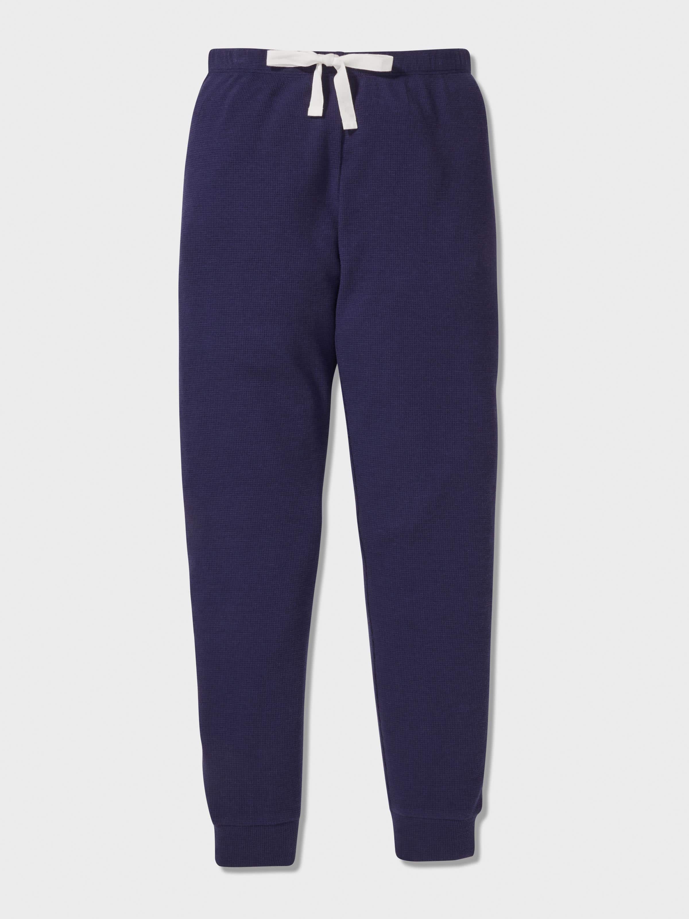 Girls Navy Waffle Long Pj Set