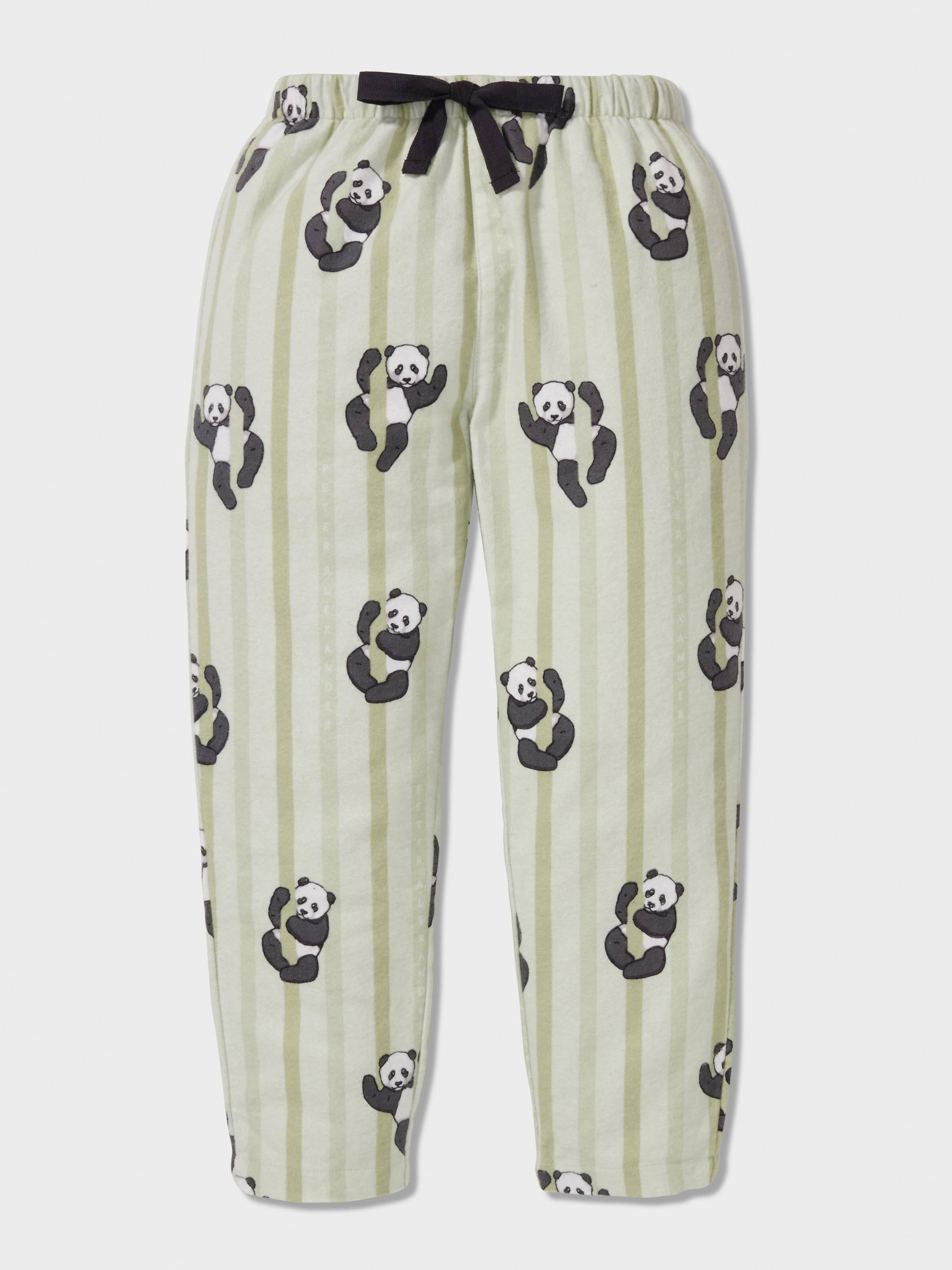 Jnr Boys Green Panda Classic Pj Set