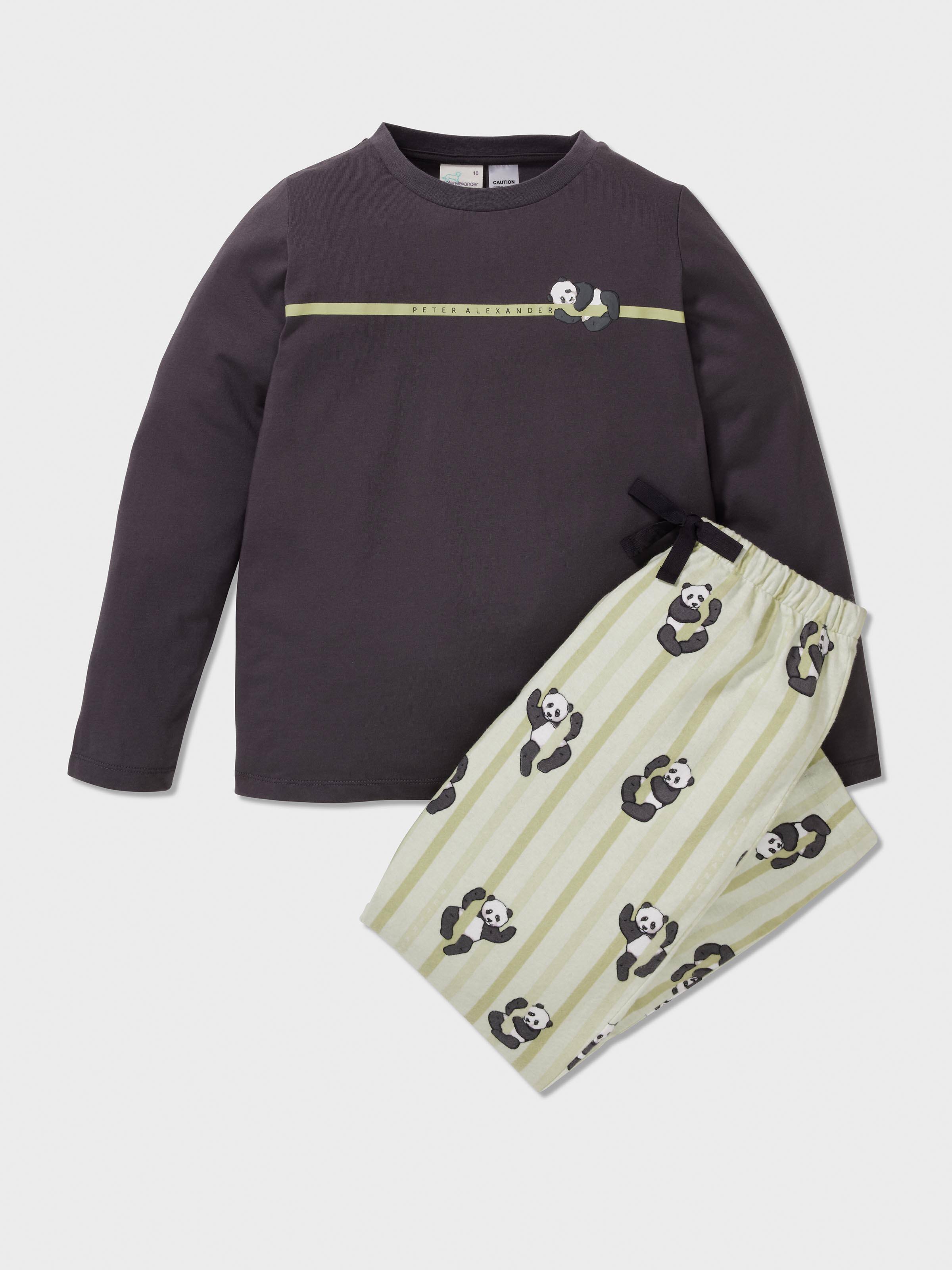 Boys Green Panda Long Pj Set