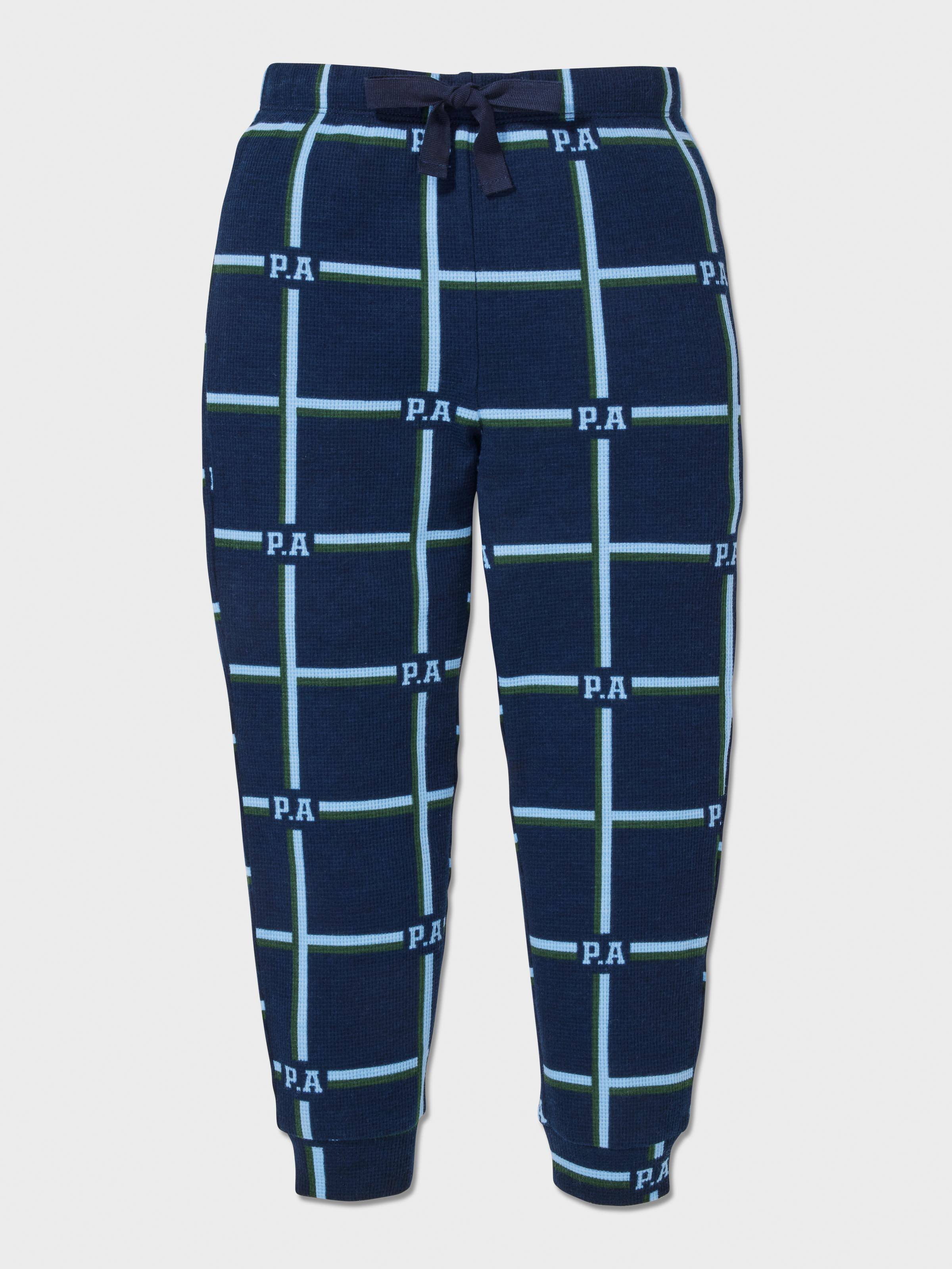 Boys Navy Check Long Pj Set