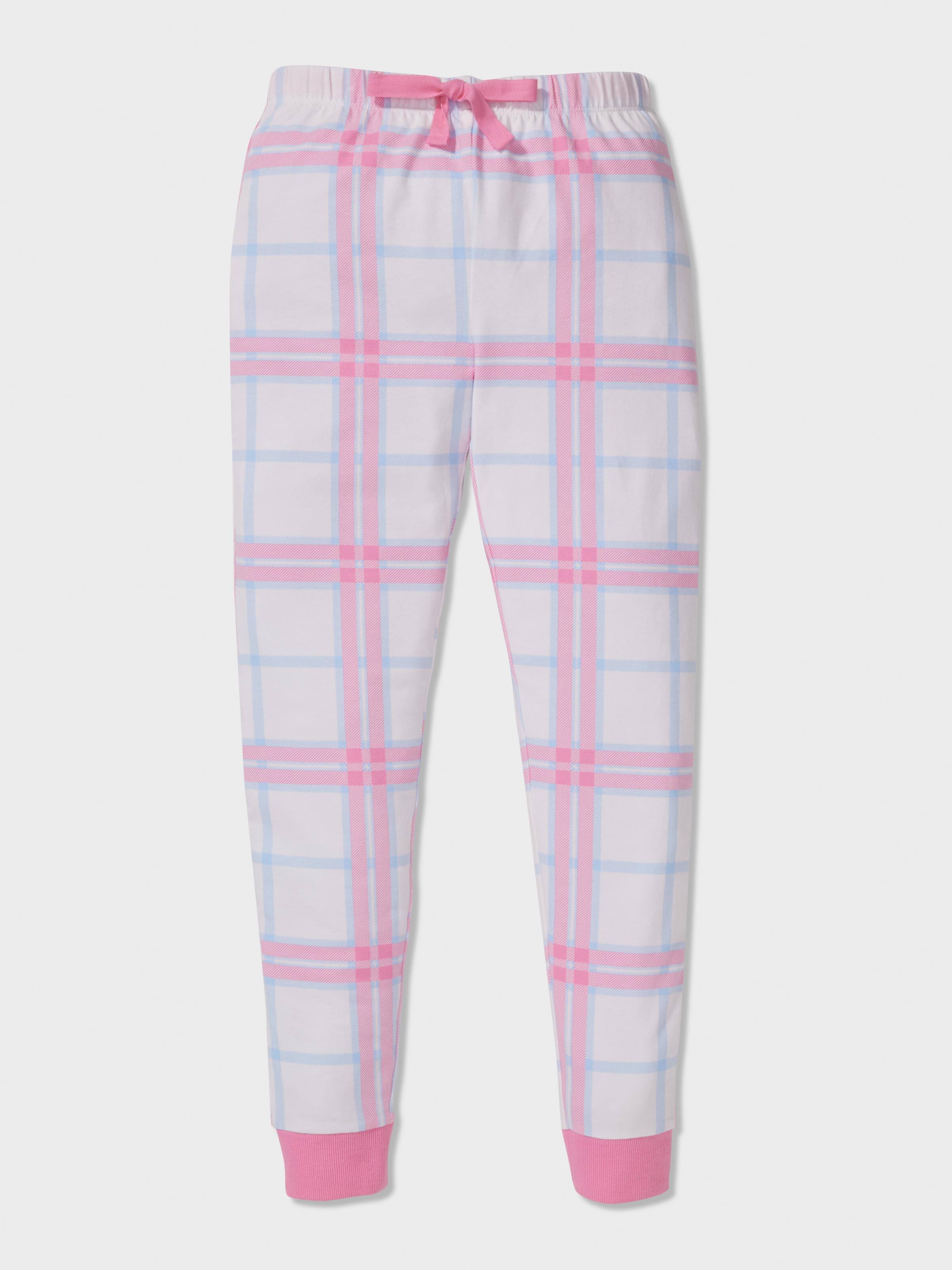 Girls Cream Check Pj Set