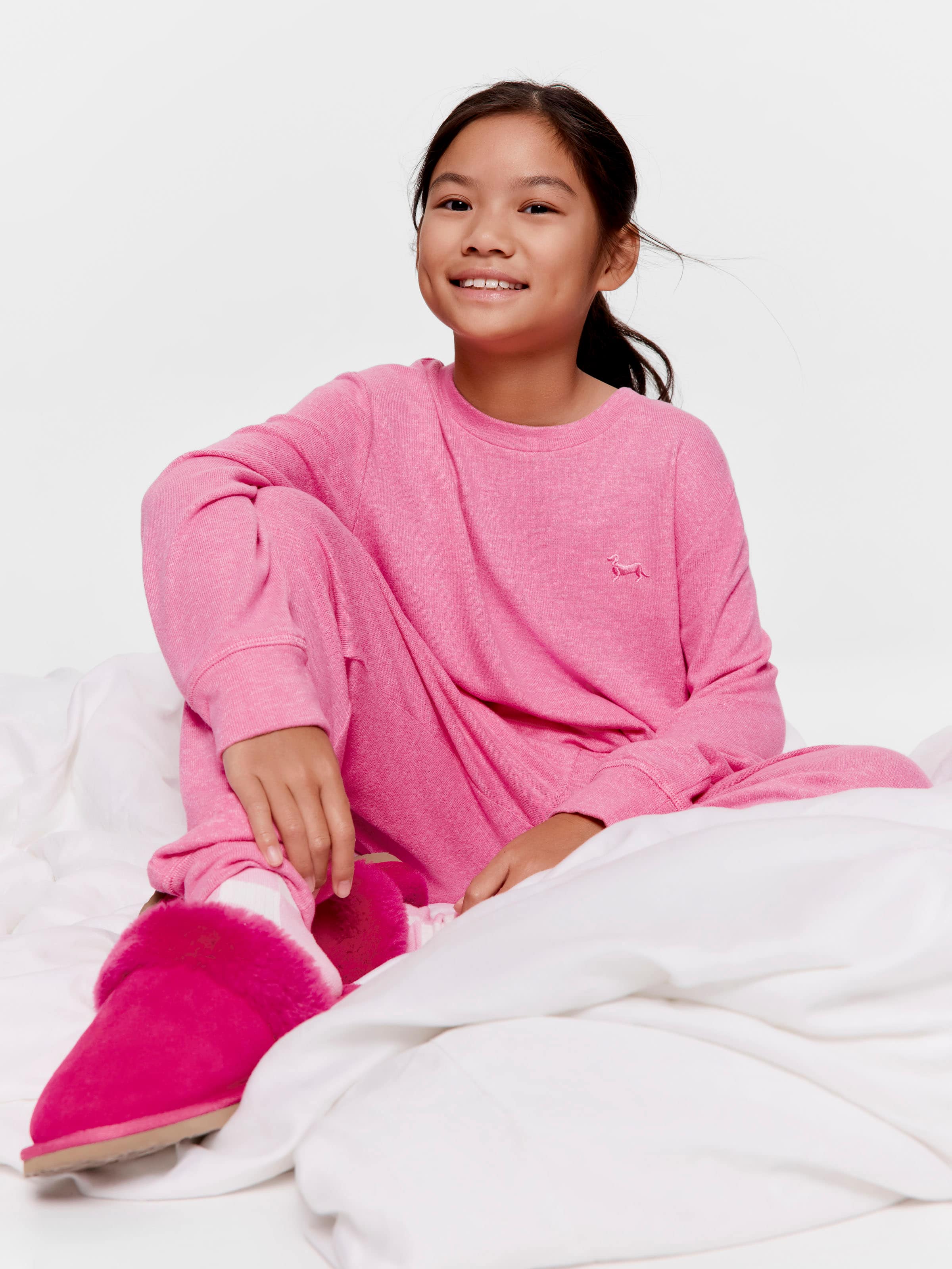 Girls Fuzzy Magenta Pj Set
