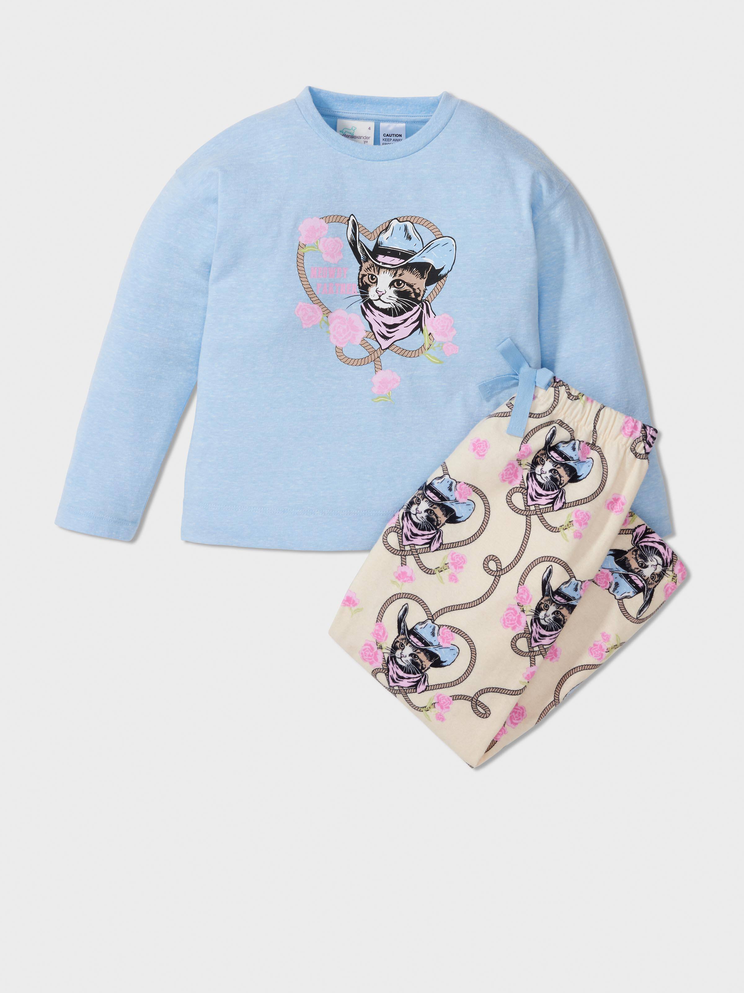 Girls Cowboy Cat Long Pj Set