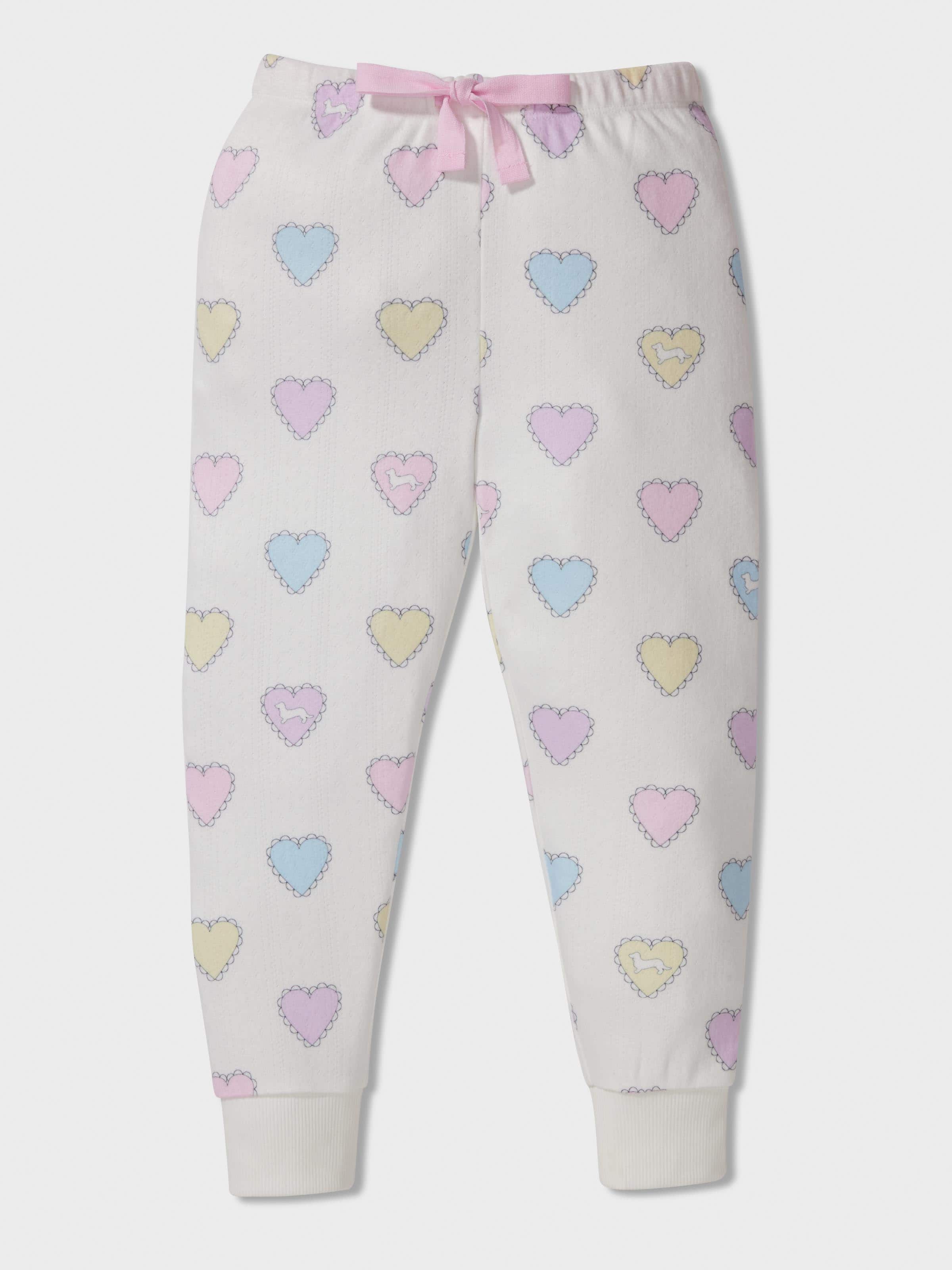 Jnr Girls Rainbow Hearts Long Pj Set