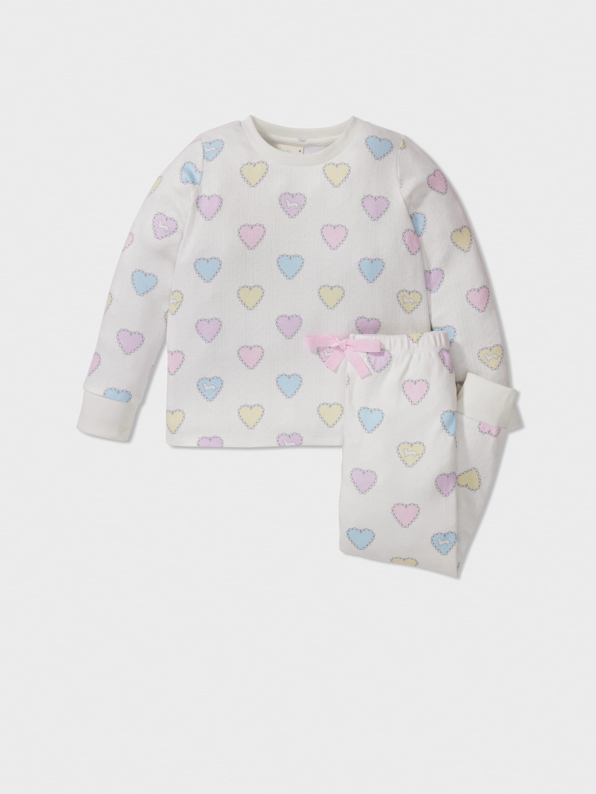 Jnr Girls Rainbow Hearts Long Pj Set