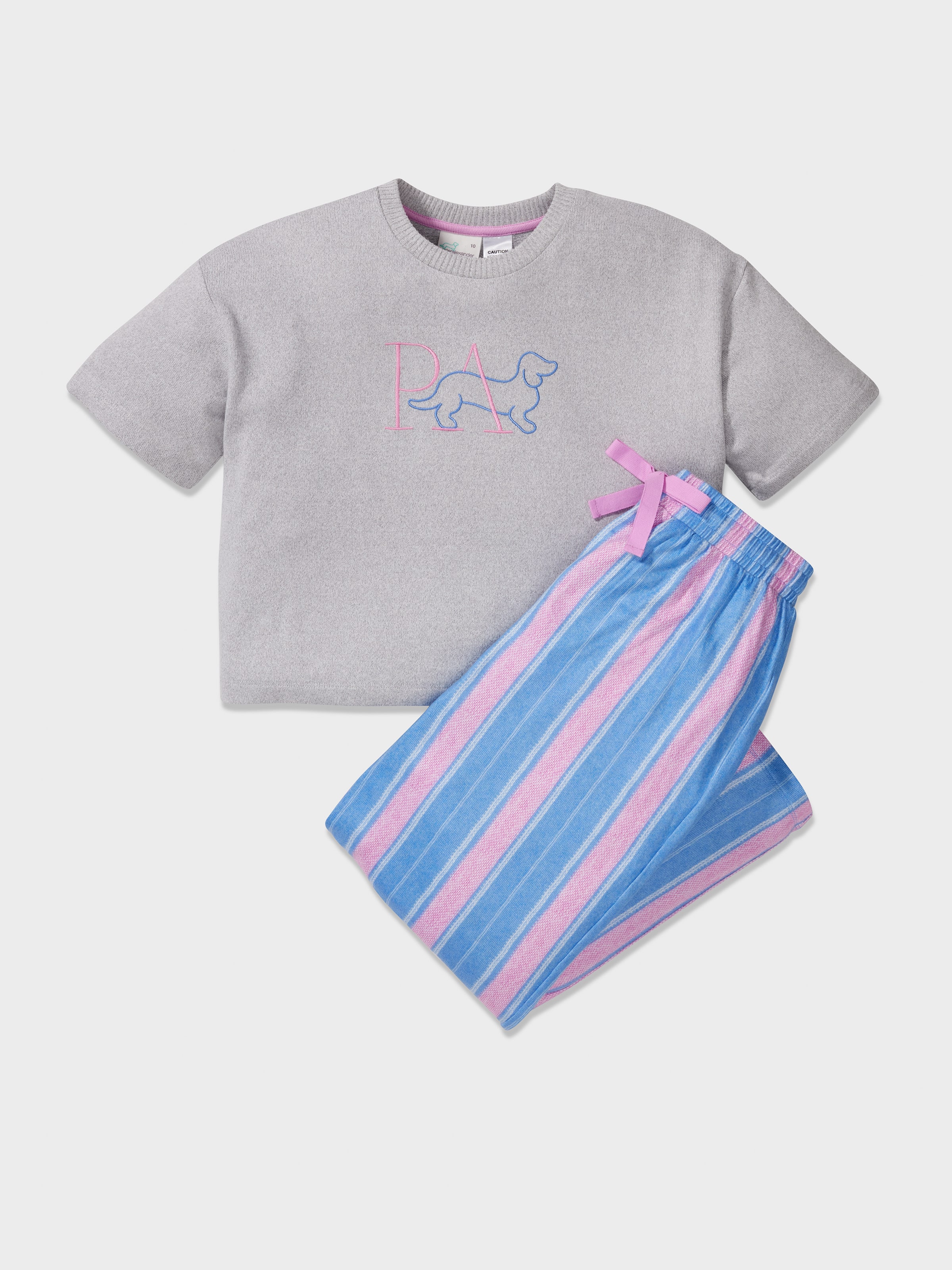 Girls Bright Stripe Plush Long Pj Set