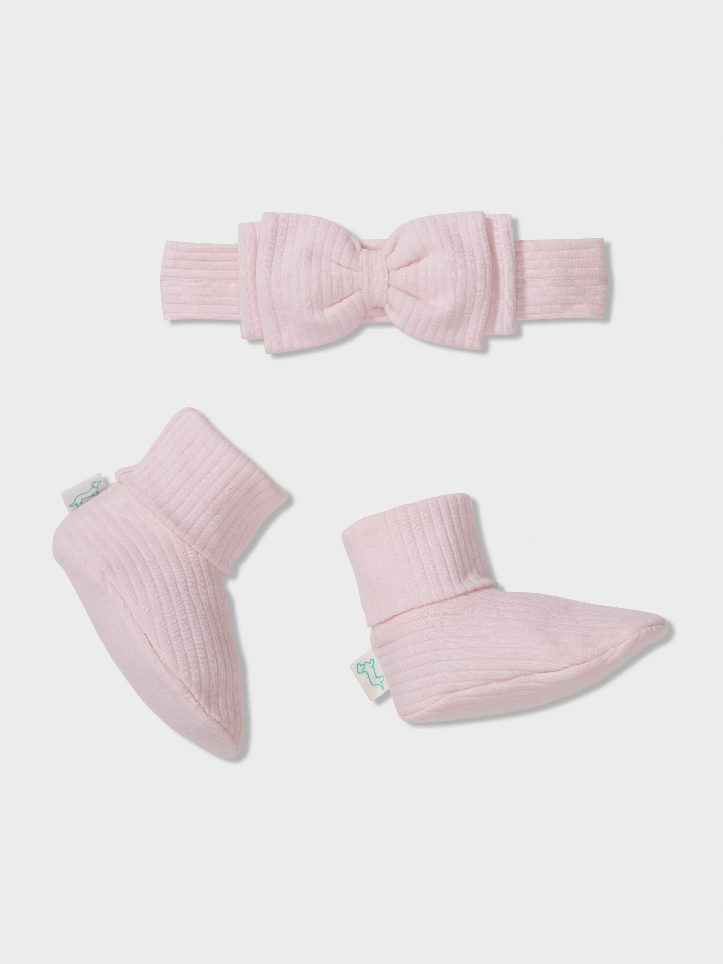 Baby Organic Pink Headband & Booties Set