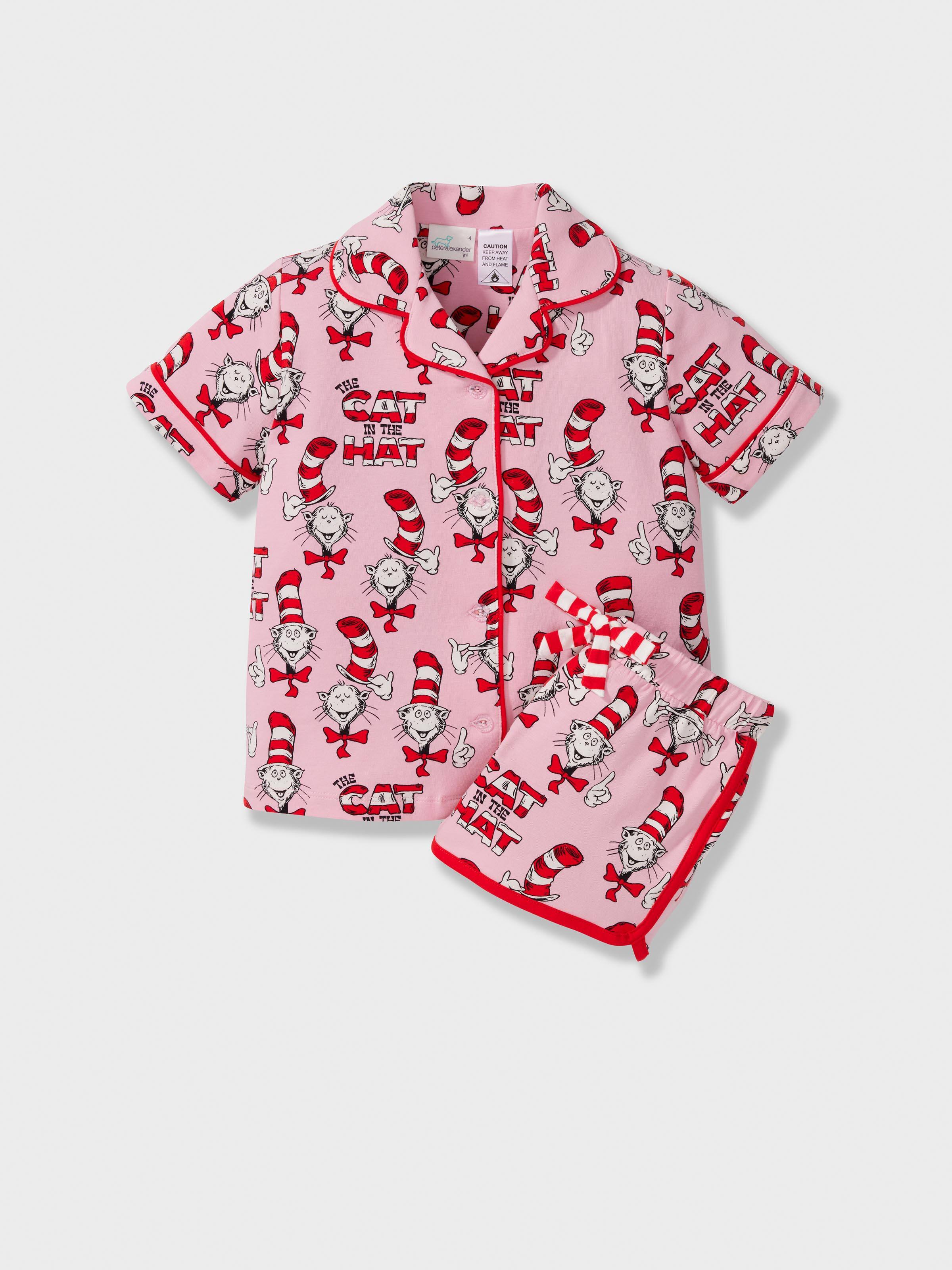 Jnr Girls Pink 'Cat In Hat' Short Pj Set