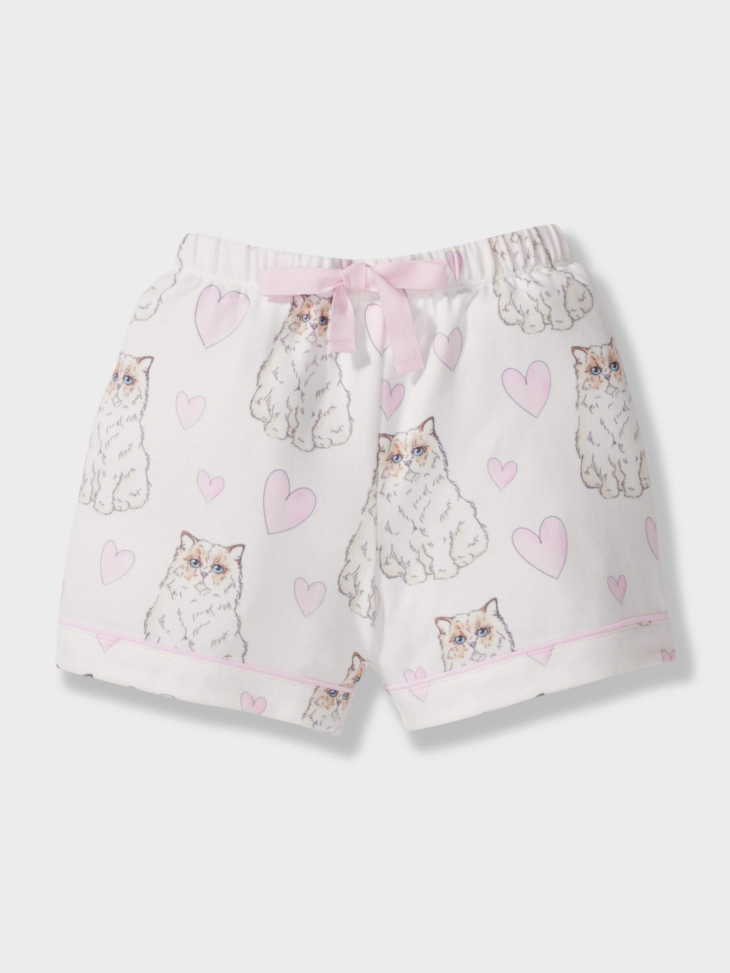 Jnr Girls Cat Loveheart Shortie Pj Set