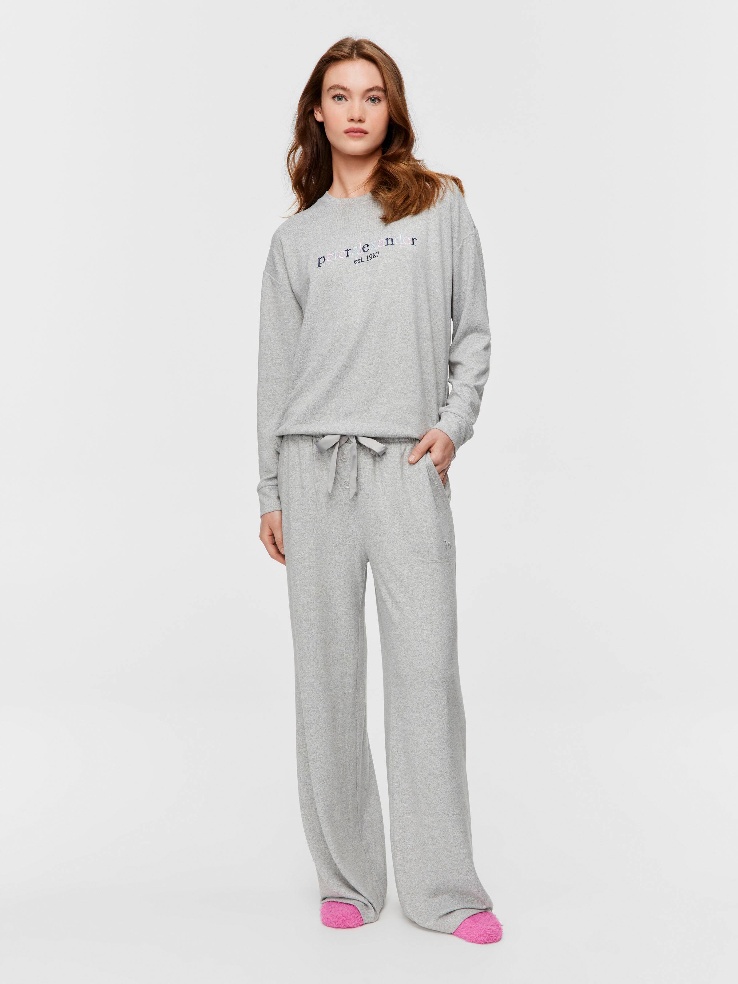 Grey Heritage Plush Wide Leg Pj Pant