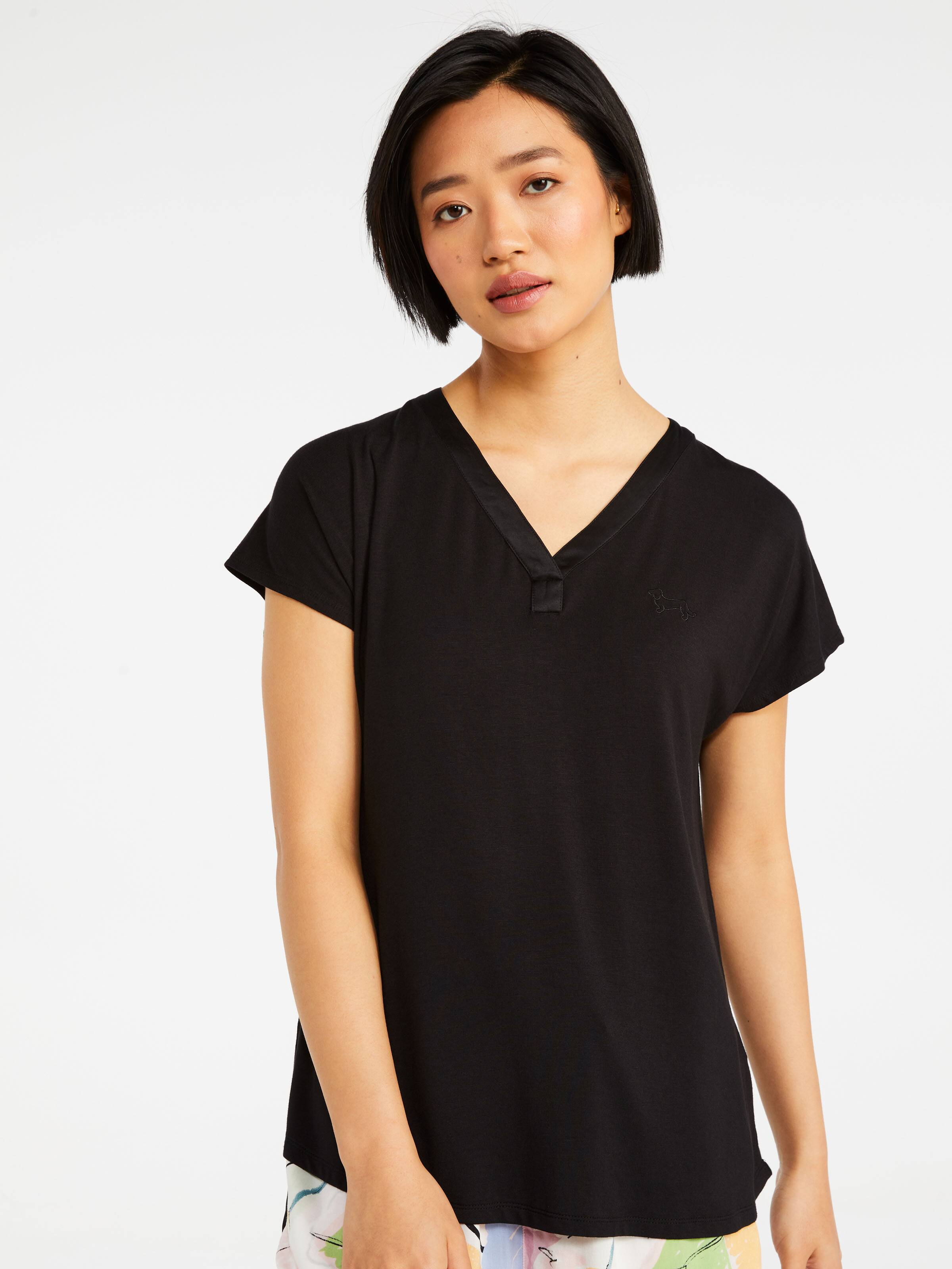 P.A. Classic Black Satin Trim Top