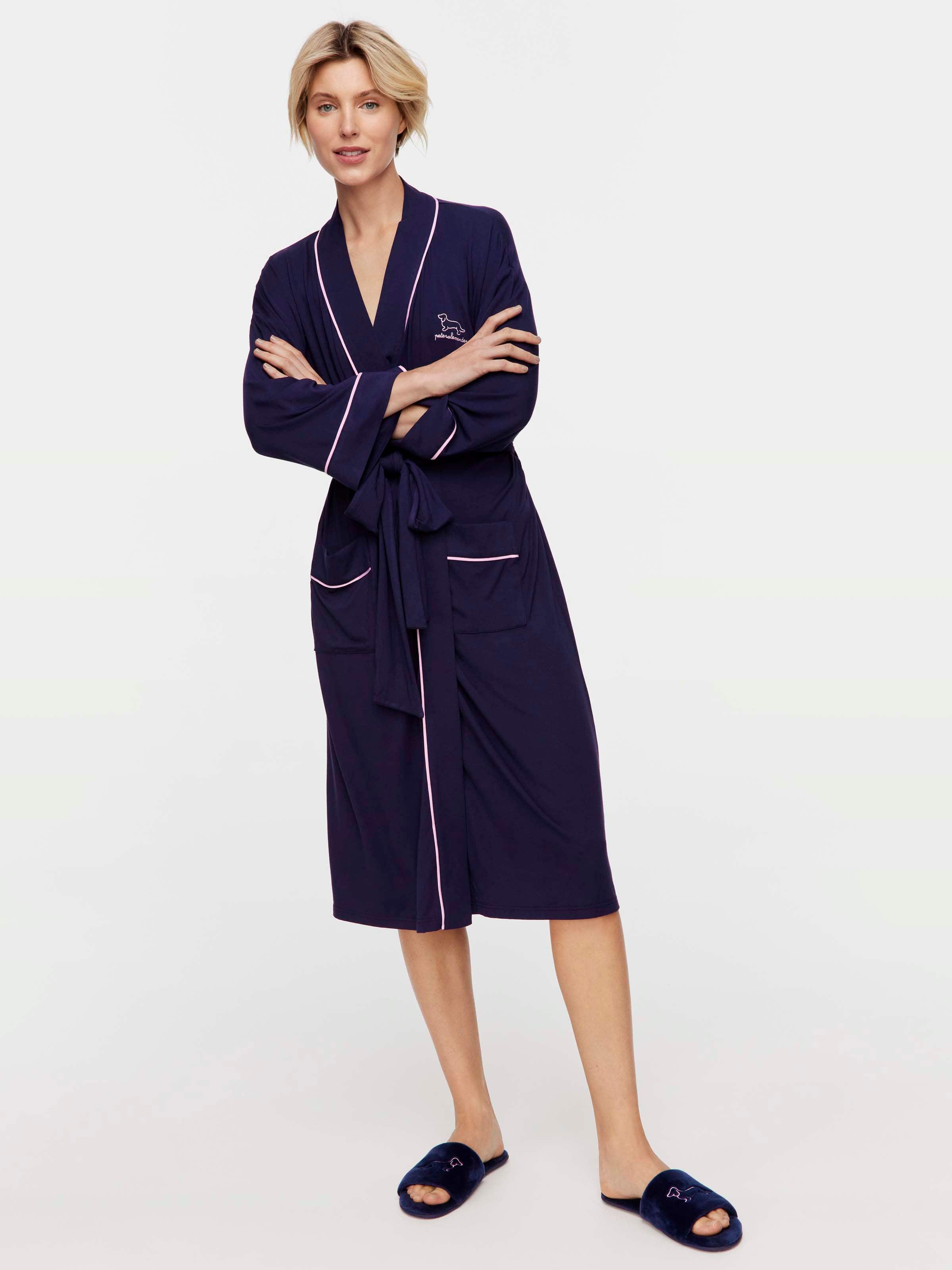Navy Bamboo Knit Gown
