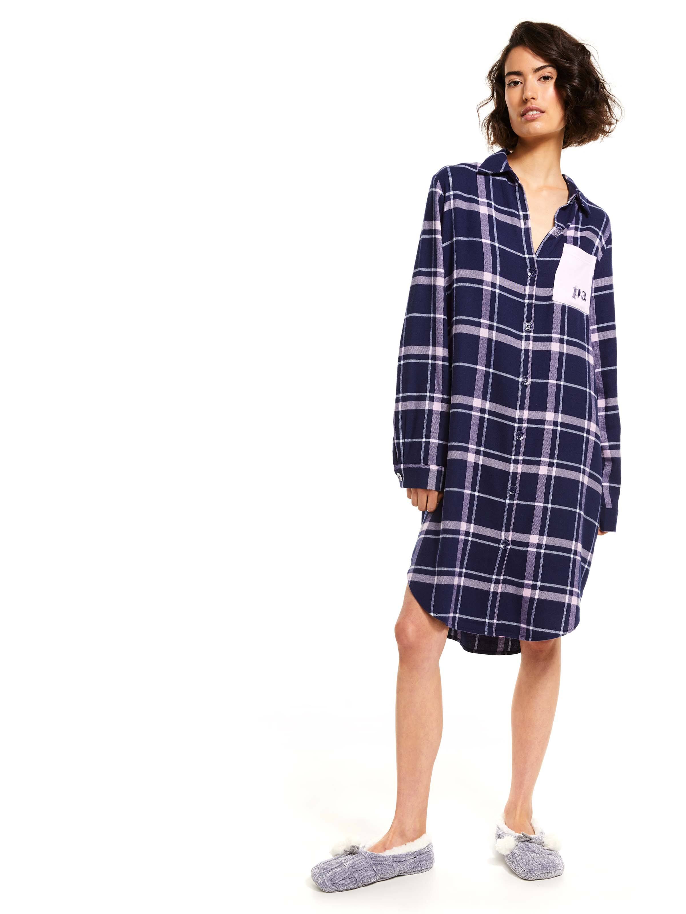 Navy Check Flannelette Nightshirt