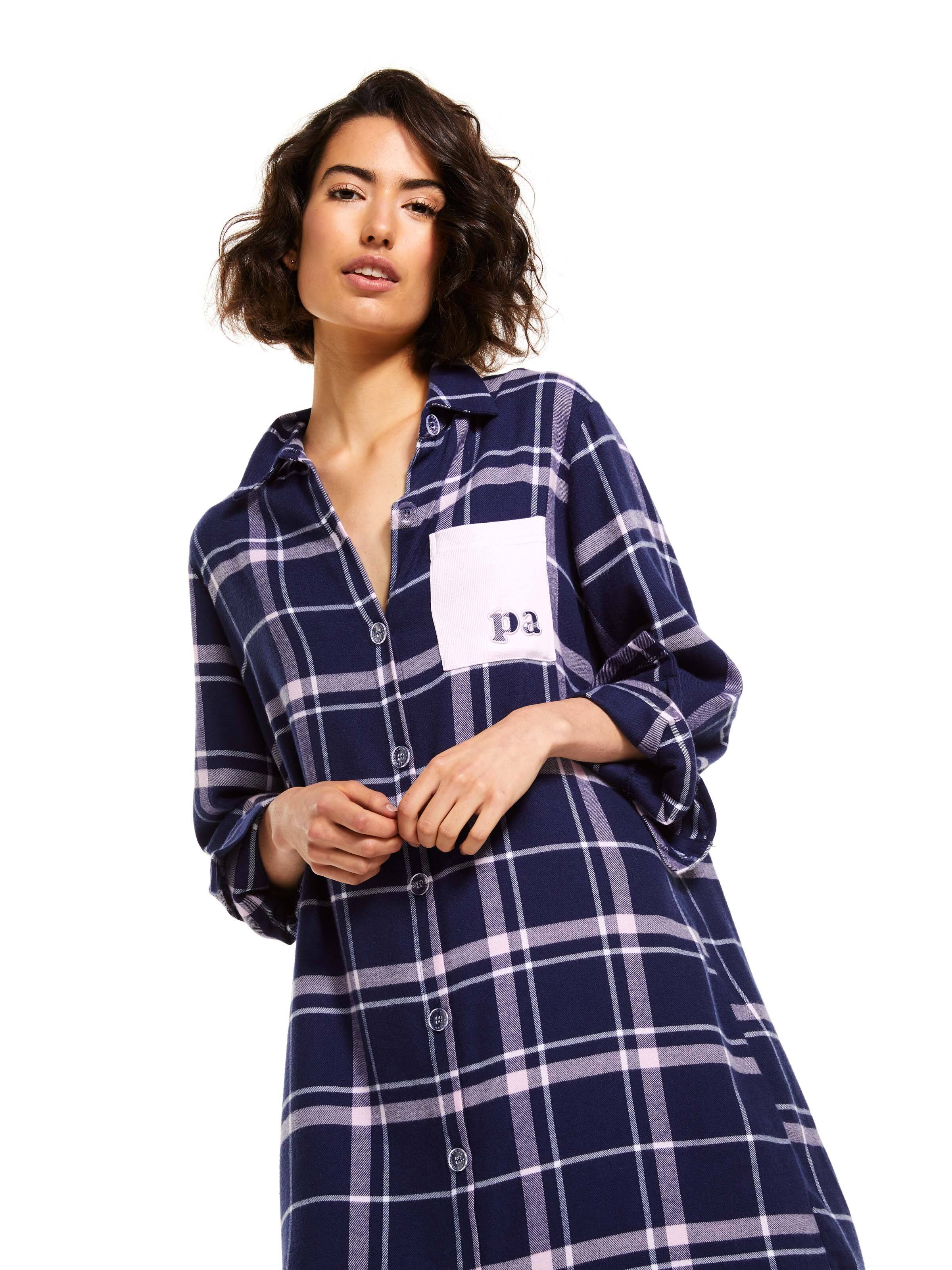 Navy Check Flannelette Nightshirt