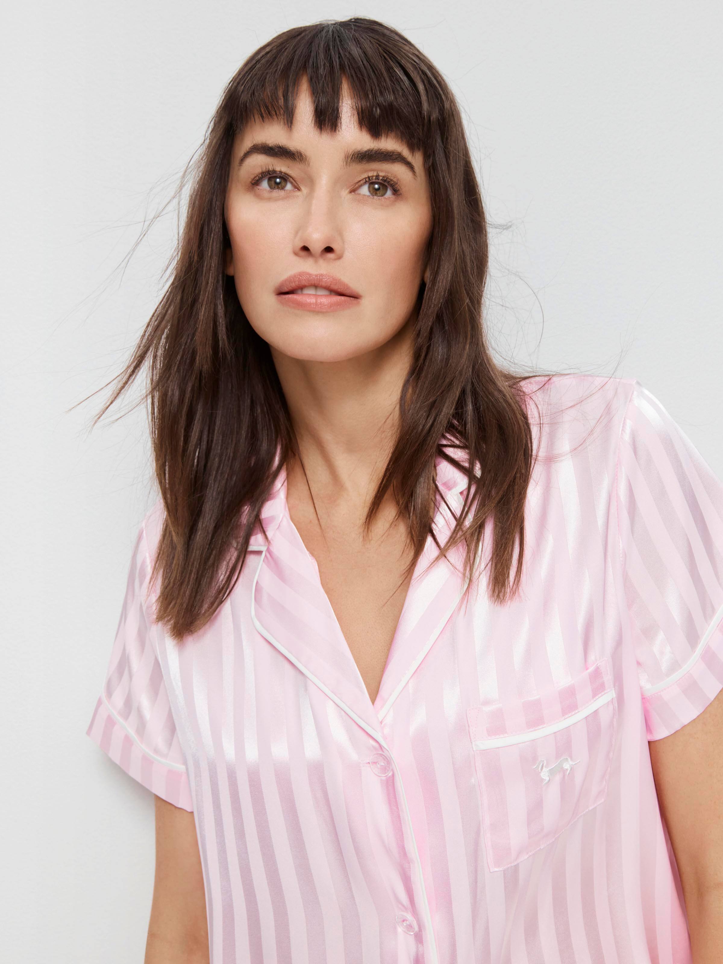 Pink Stripe Chic Satin Pj Set