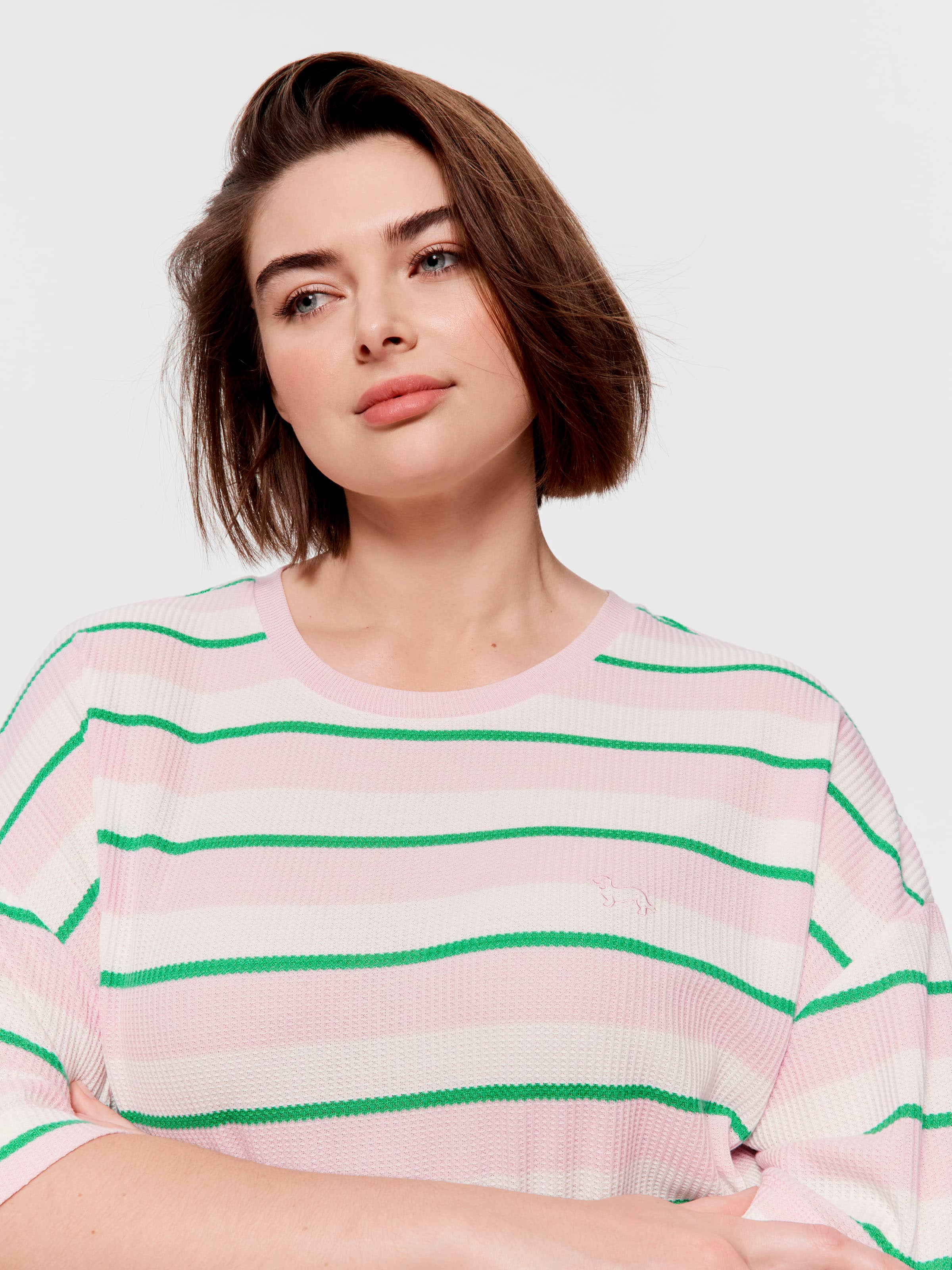 P.A. Plus Stripe Waffle Oversized Tee