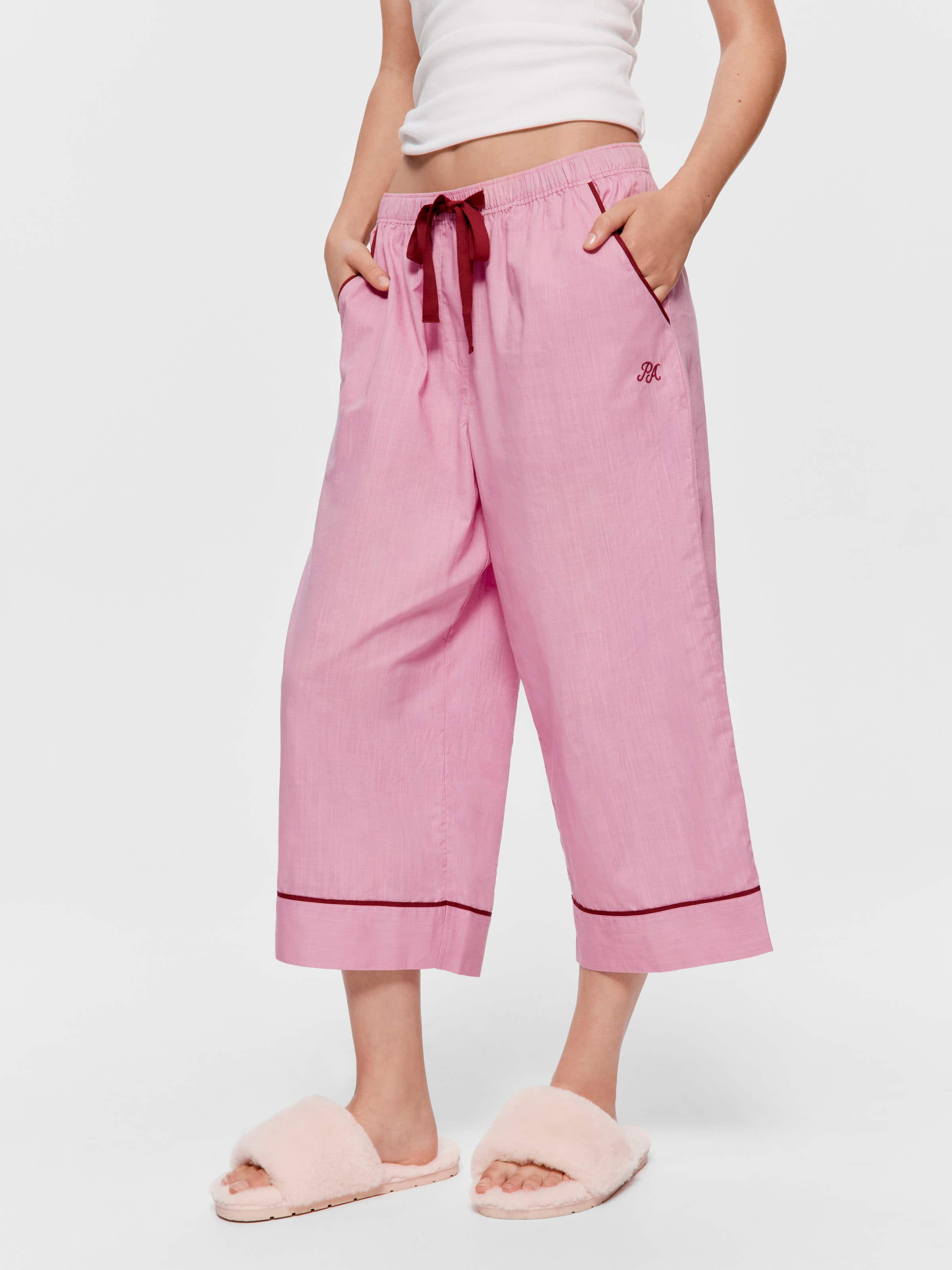 Pink 100% Cotton 3/4 Pj Pant