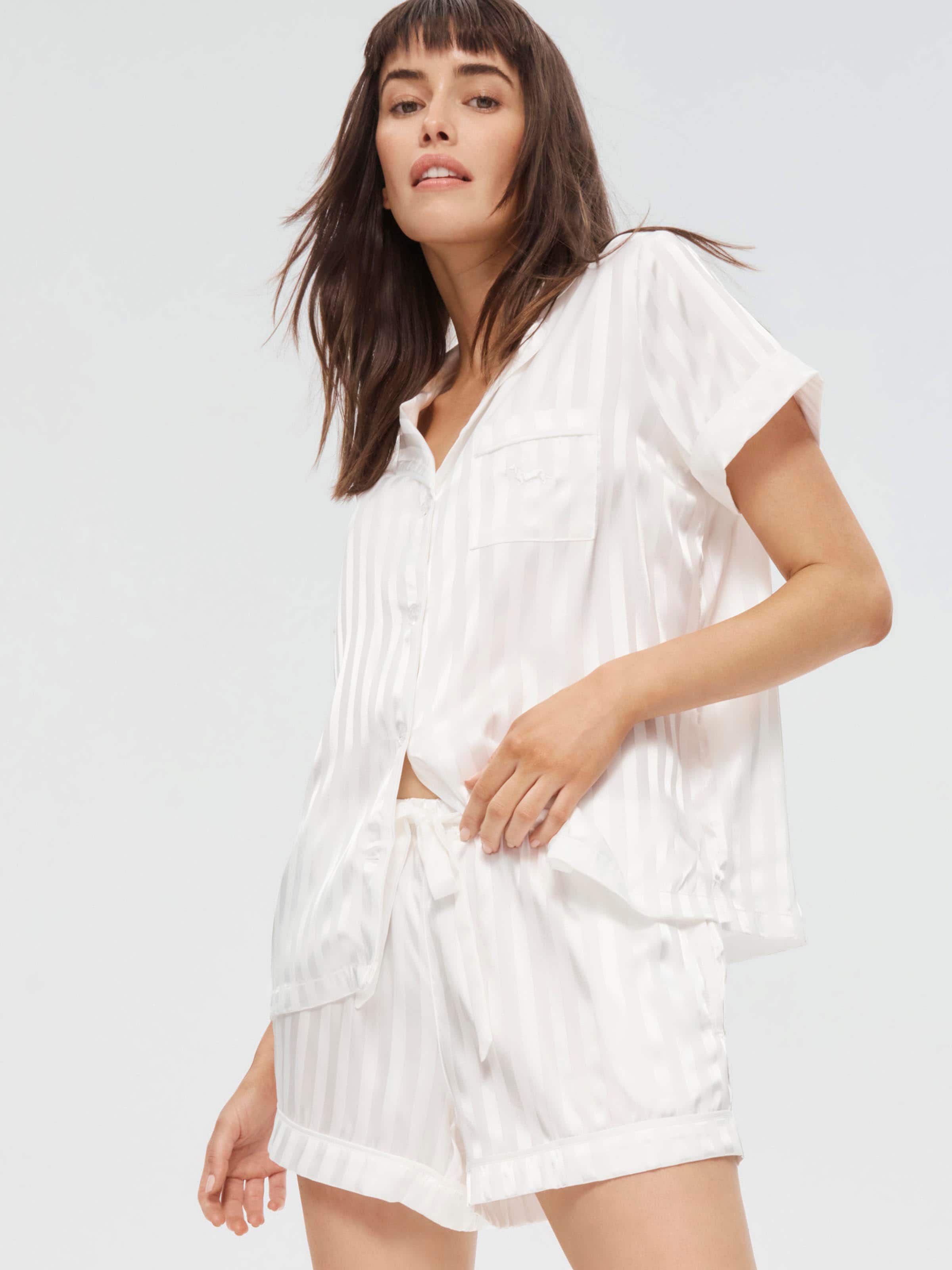Image for White Stripe Chic Satin Pj Set from Peter Alexander