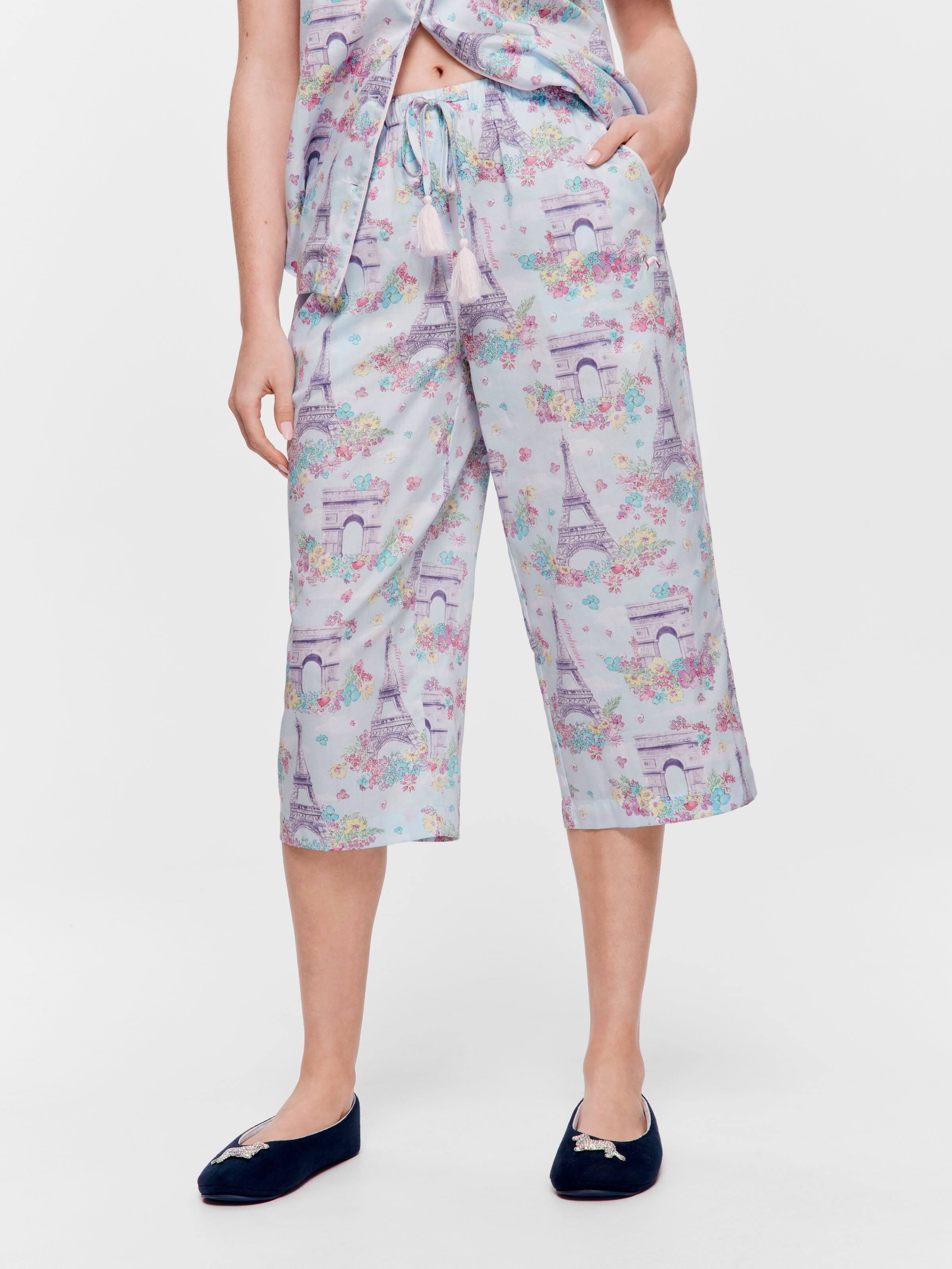 Paris Watercolour 100% Soft Cotton 3/4 Pj Pant