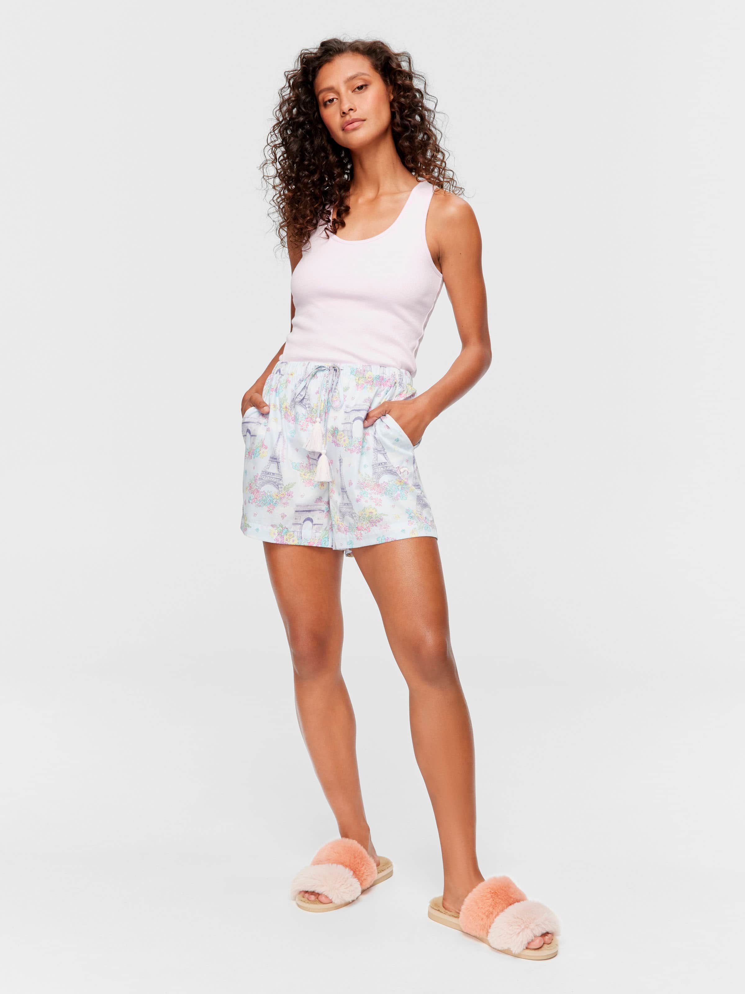 Paris Watercolour 100% Soft Cotton Relaxed Mid Short