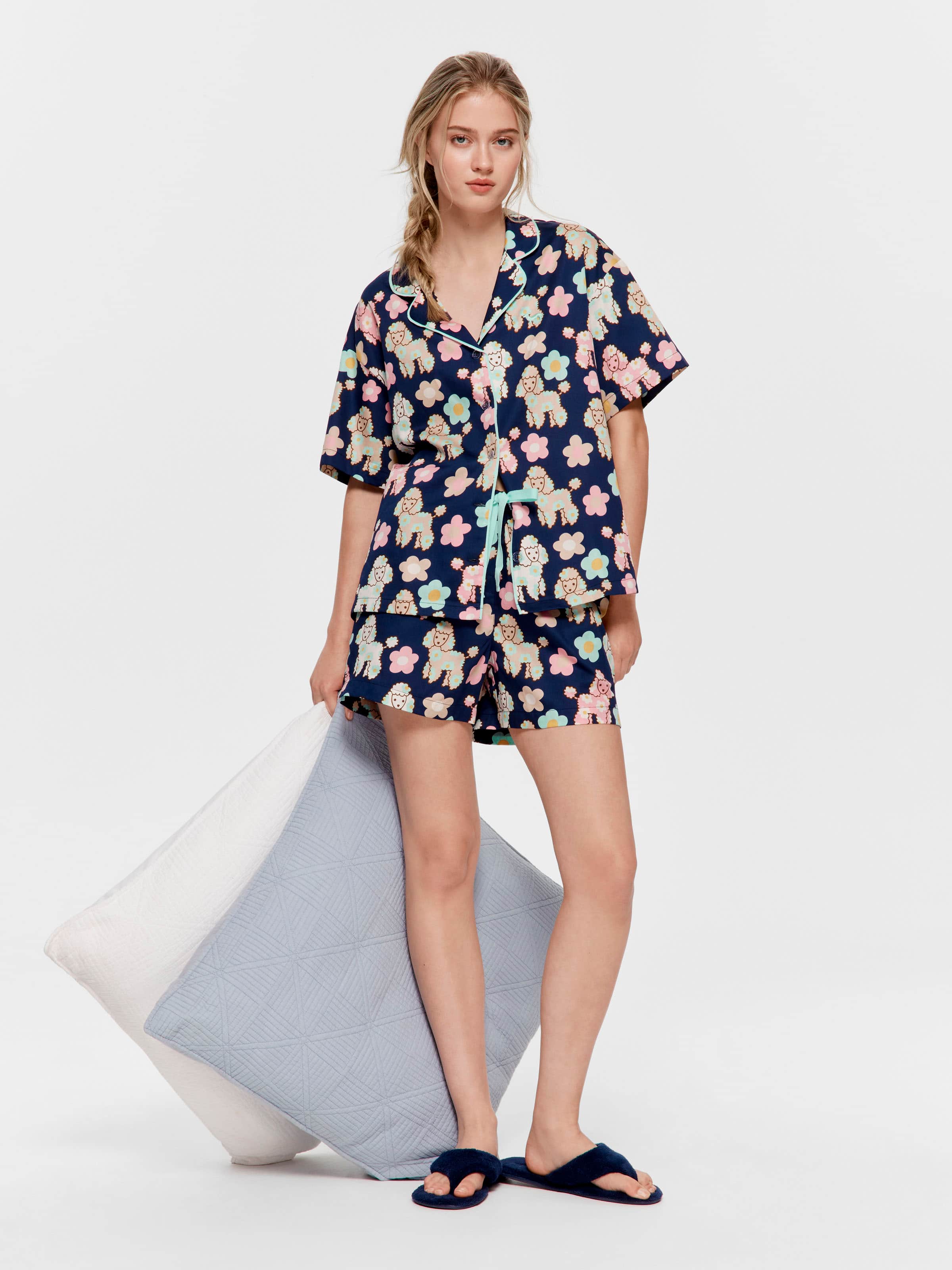 Poodle Floral 100% Cotton Shortie Pj Set