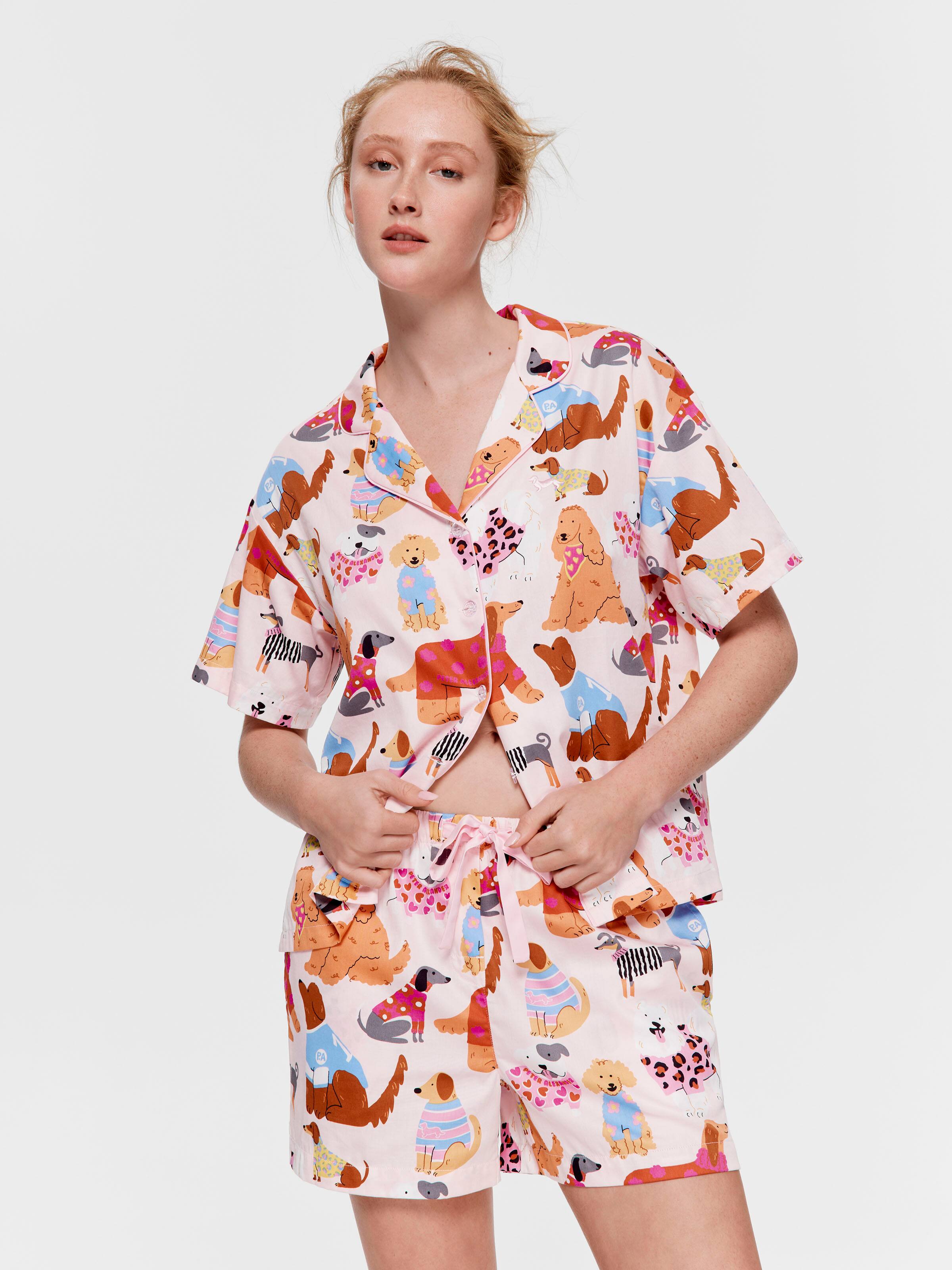 Abstract Dogs 100% Cotton Shortie Pj Set