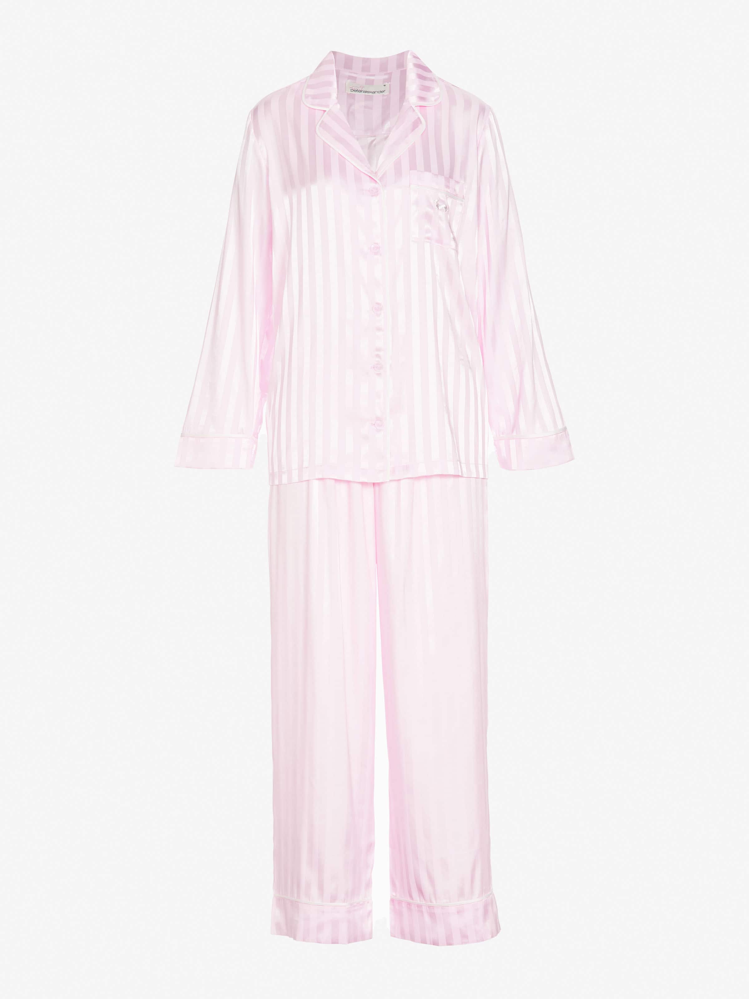 Image for Long Pink Stripe Chic Satin Pj Set from Peter Alexander