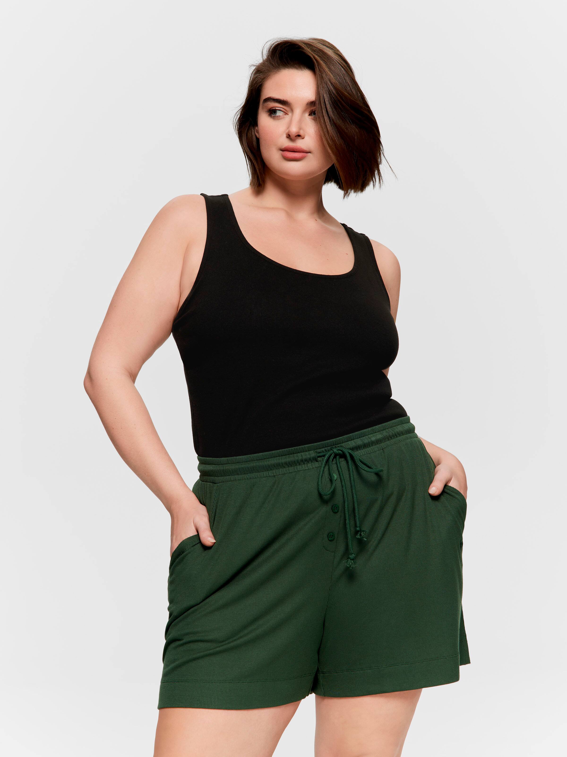 P.A. Plus Olive Bamboo Rib Long Short