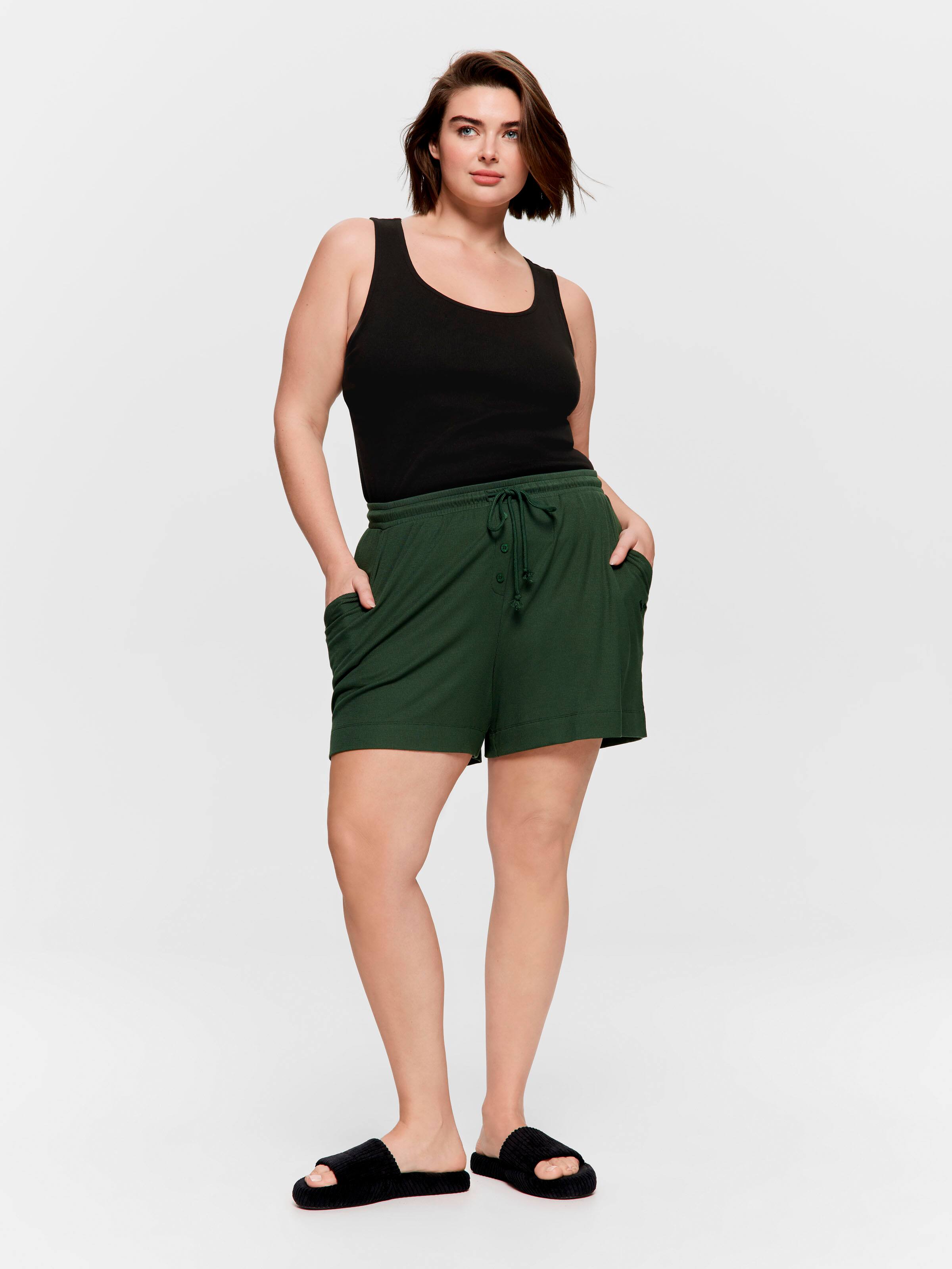 P.A. Plus Olive Bamboo Rib Long Short