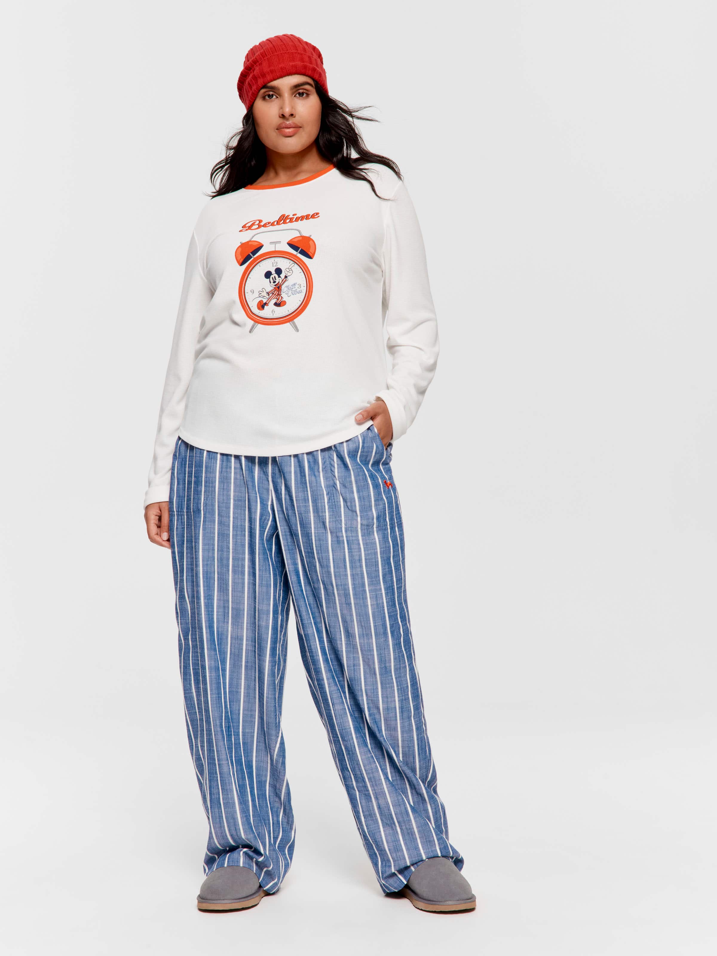P.A. Plus Wake Up Mickey Mouse Waffle Long Sleeve Top