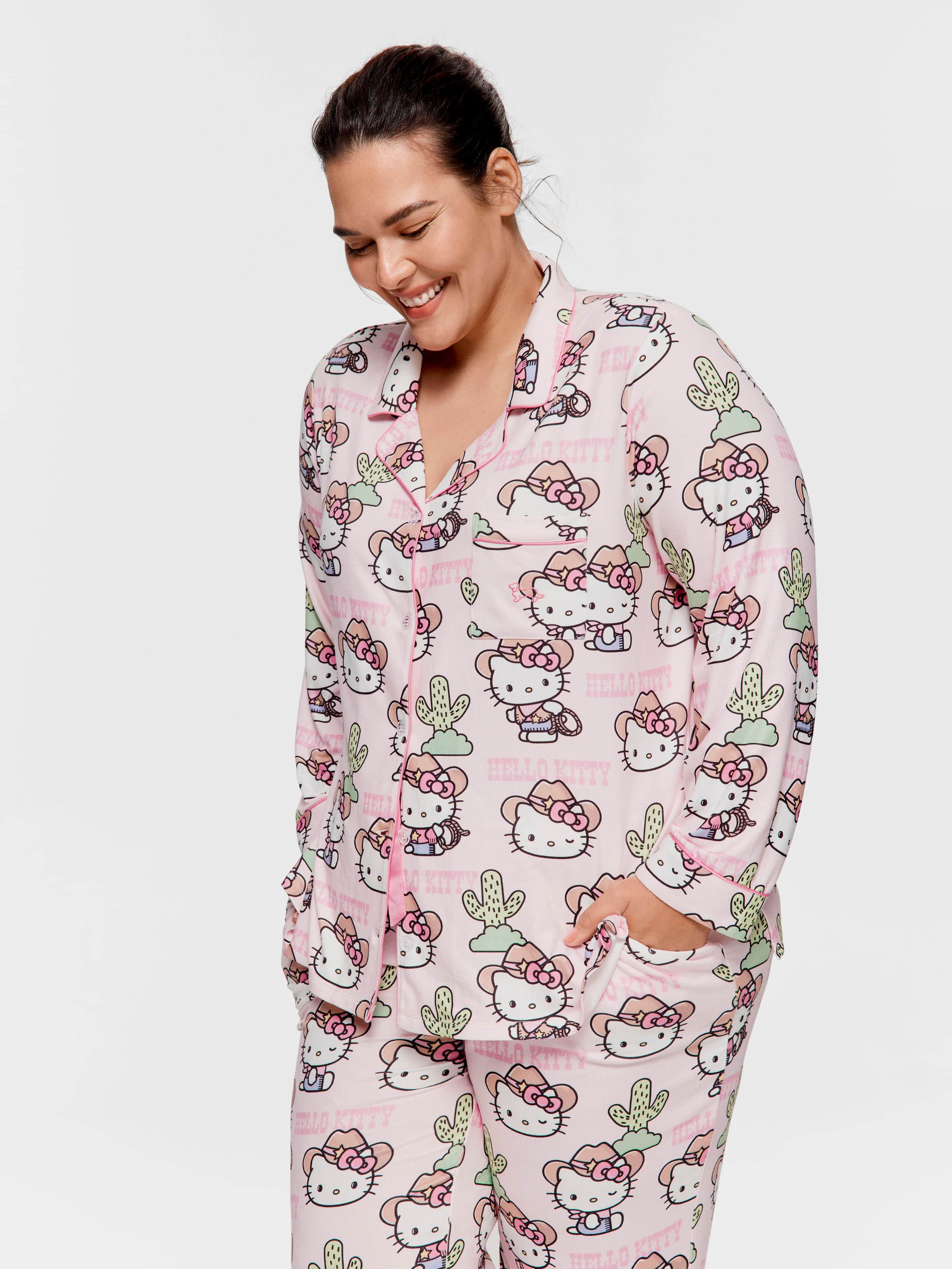 P.A. Plus Howdy Hello Kitty Plush Classic Pj Set