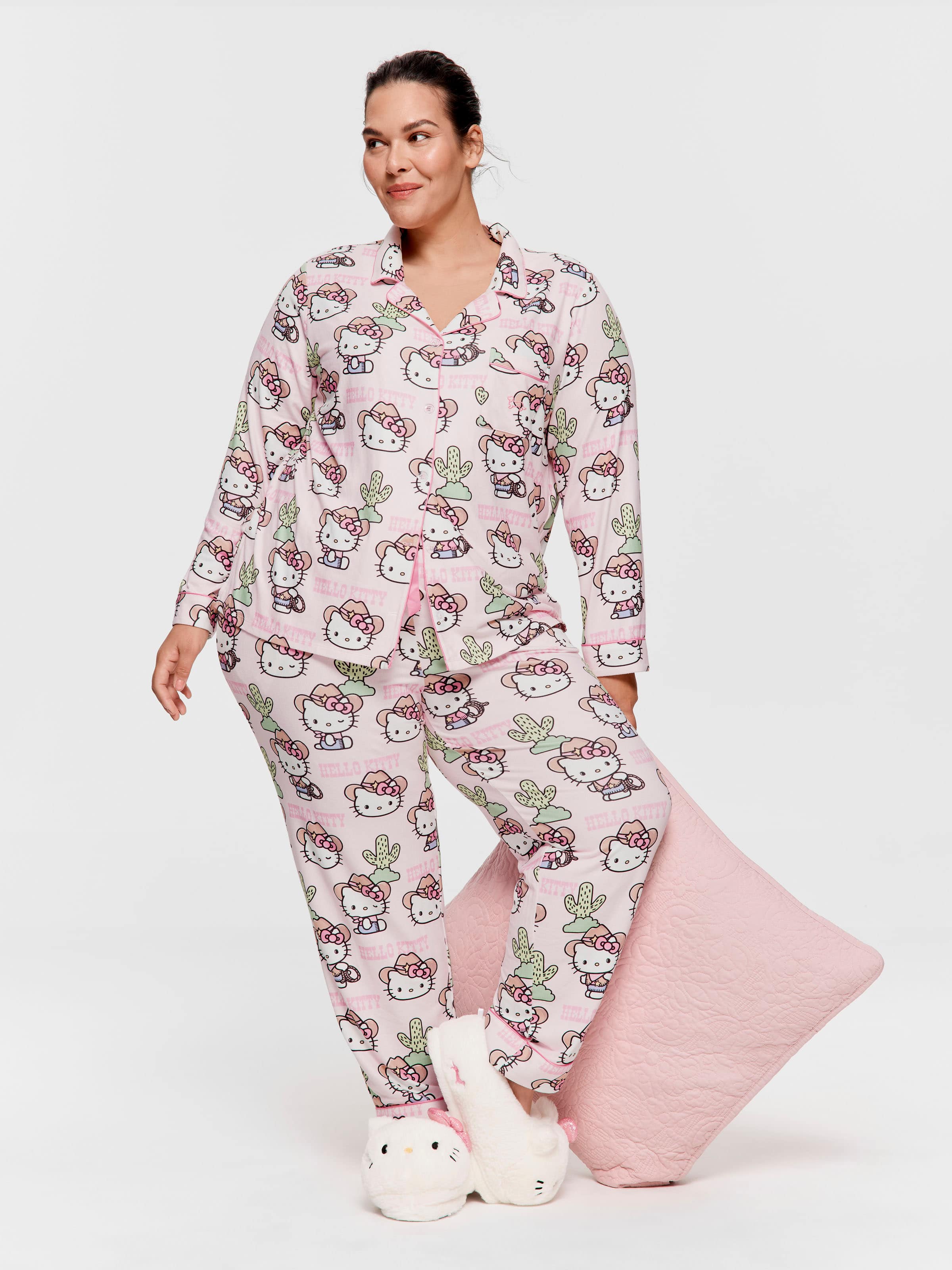 P.A. Plus Howdy Hello Kitty Plush Classic Pj Set