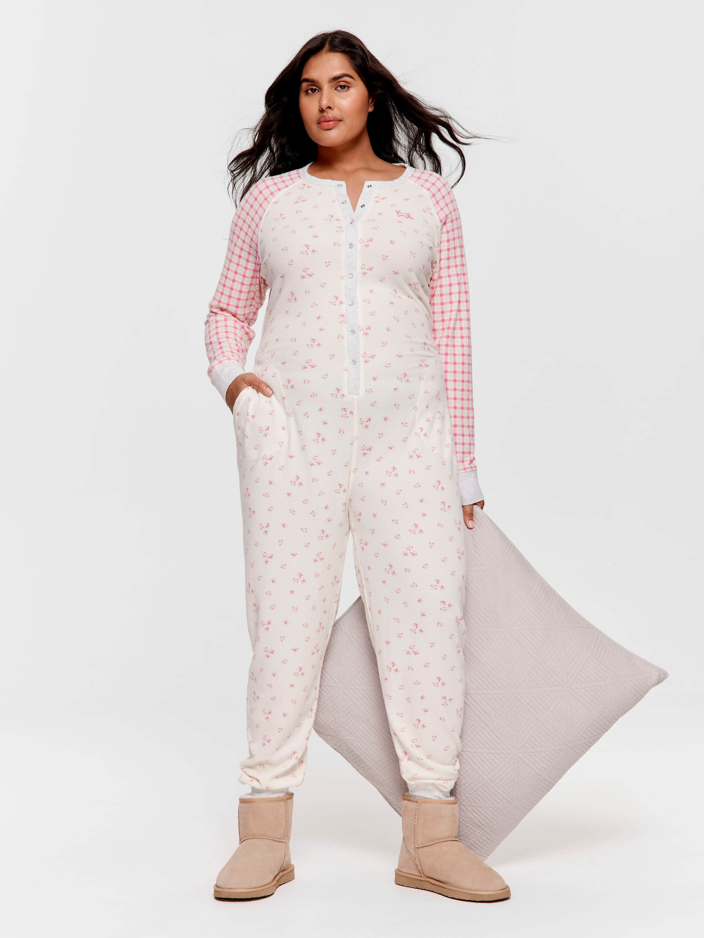 P.A. Plus Waffle Contrast Print Onesie