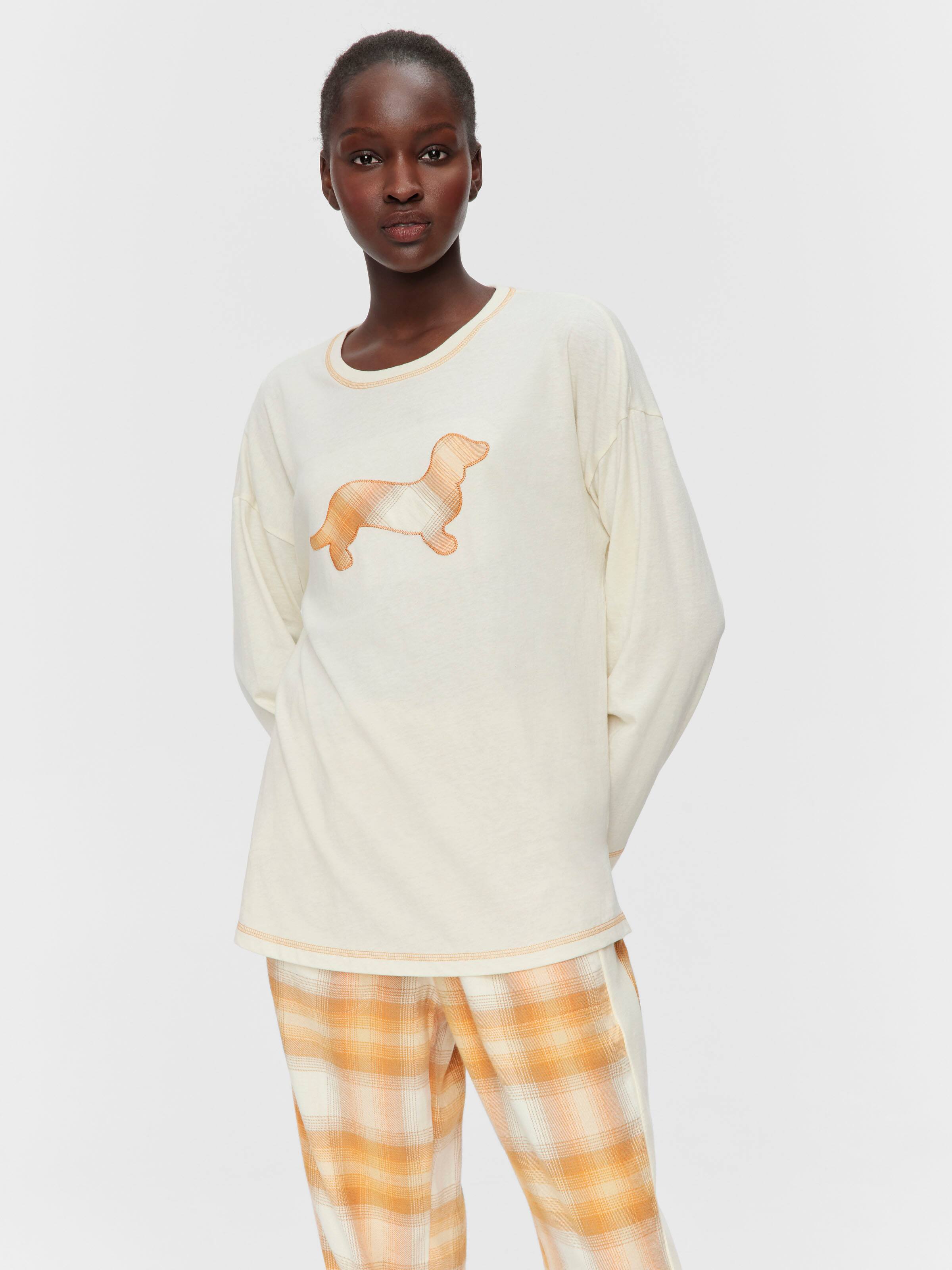 Contrast Penny Oversized Long Sleeve Top