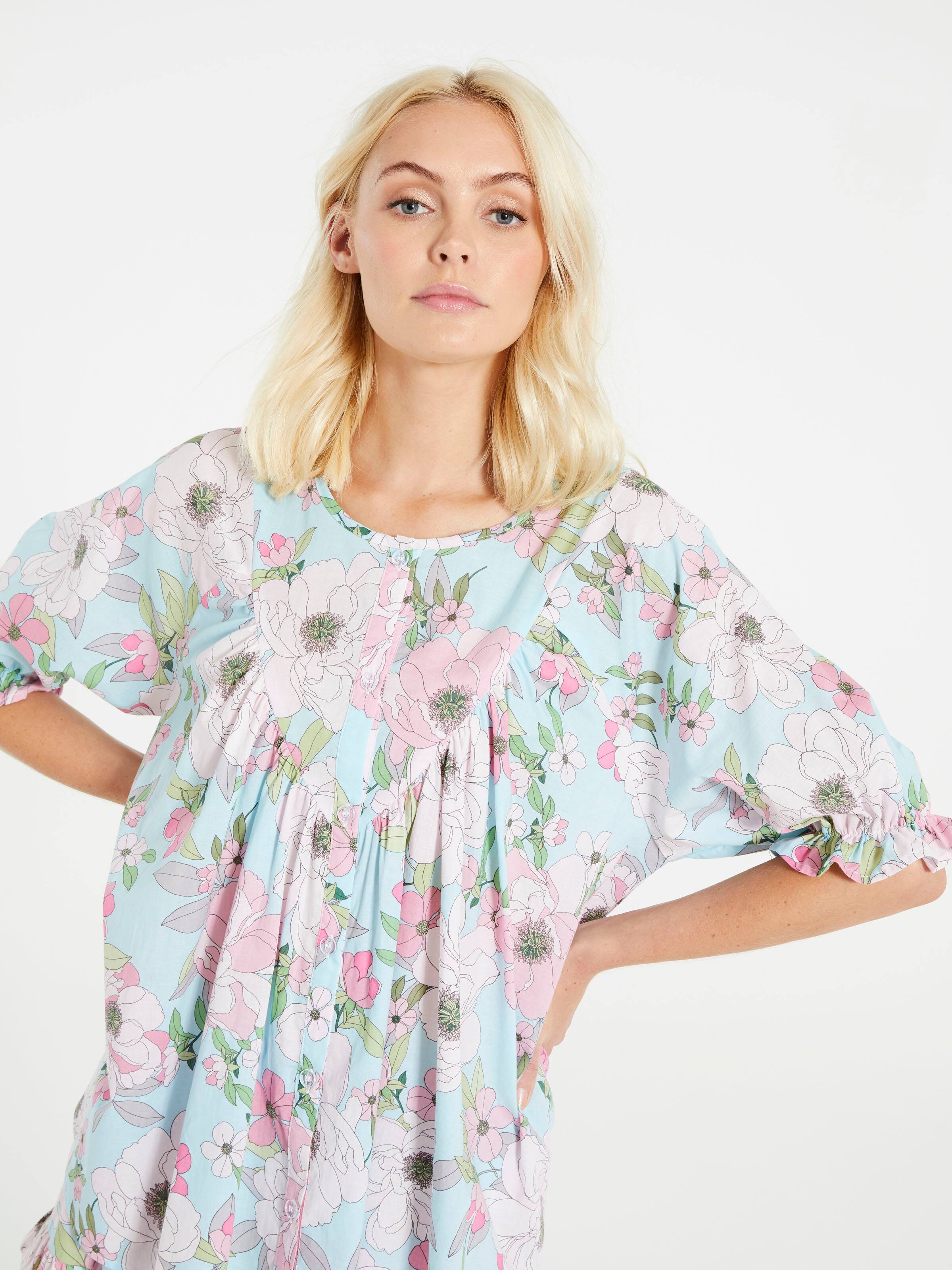 70'S Floral Frill Top