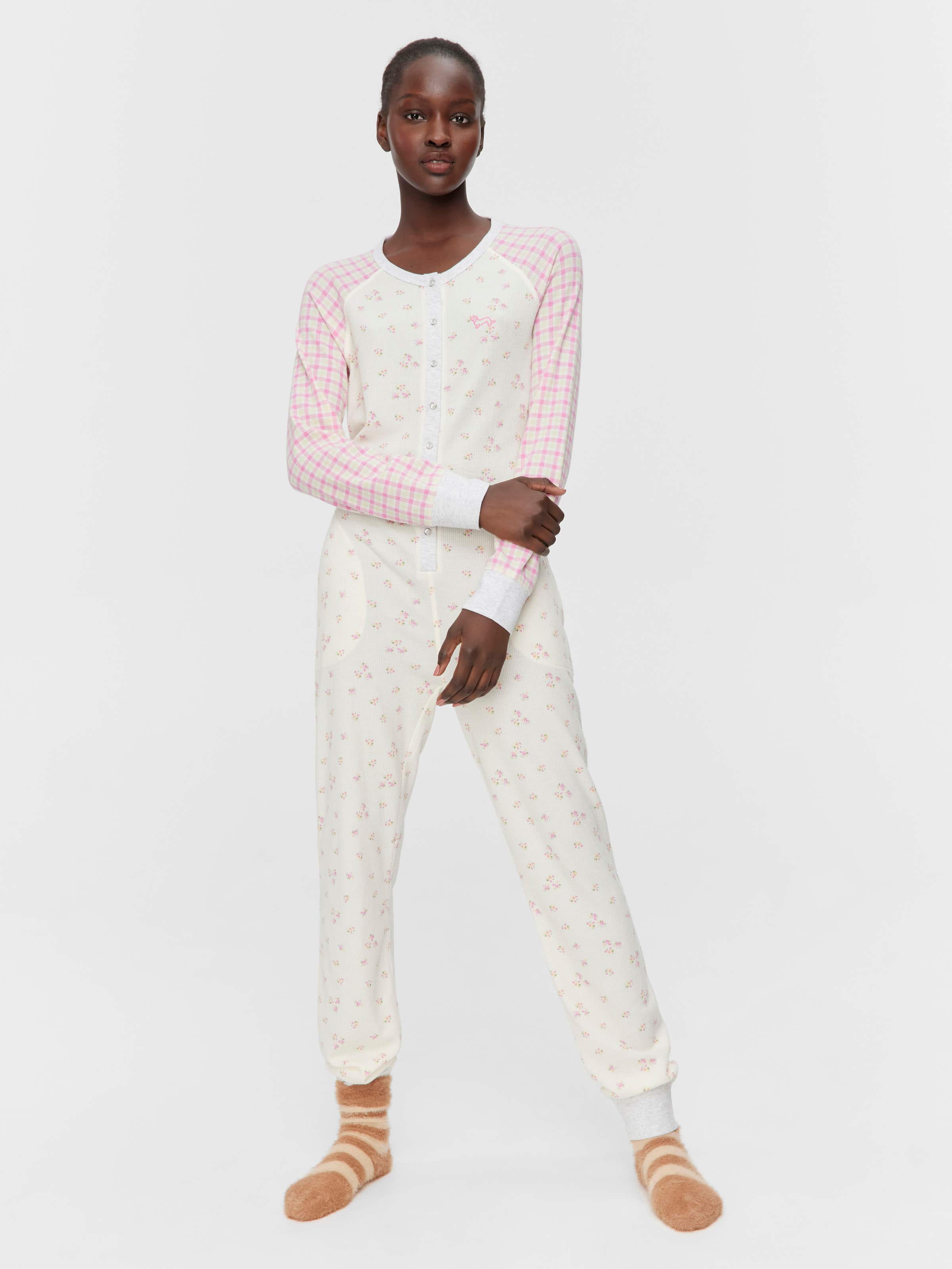 Waffle Contrast Print Onesie