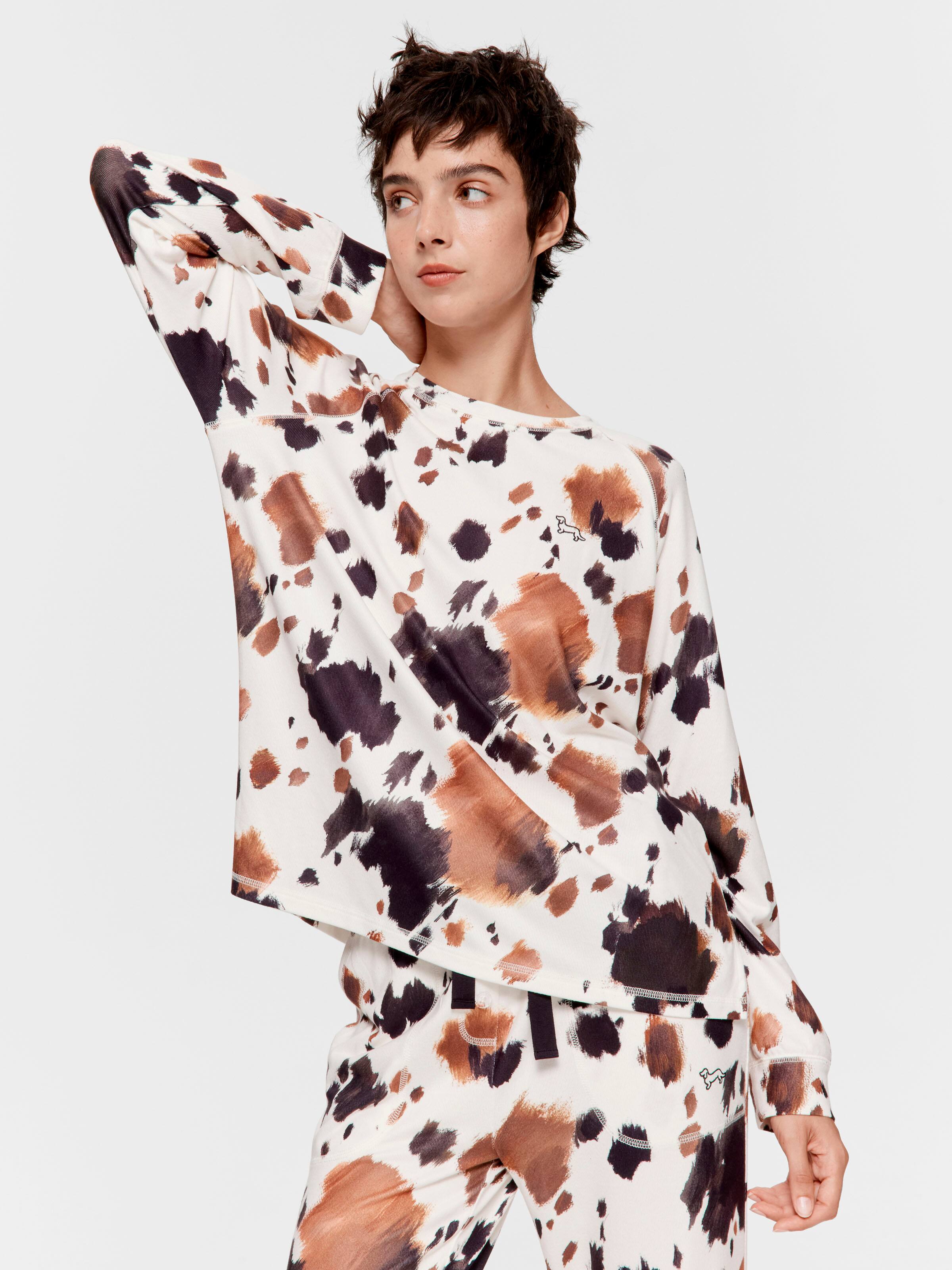 Cow Plush Oversized Long Sleeve Top