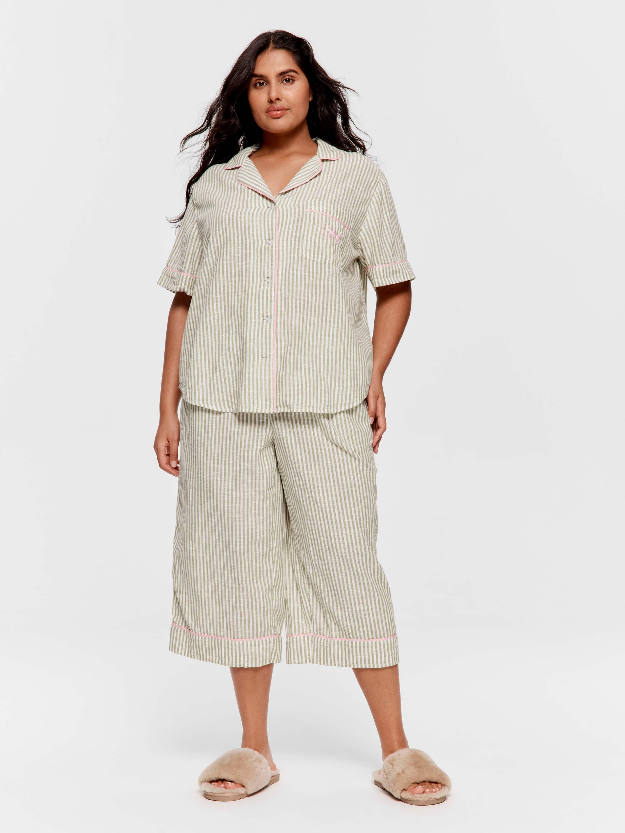 P.A. Plus Sage Stripe 100% Cotton Short Sleeve Shirt