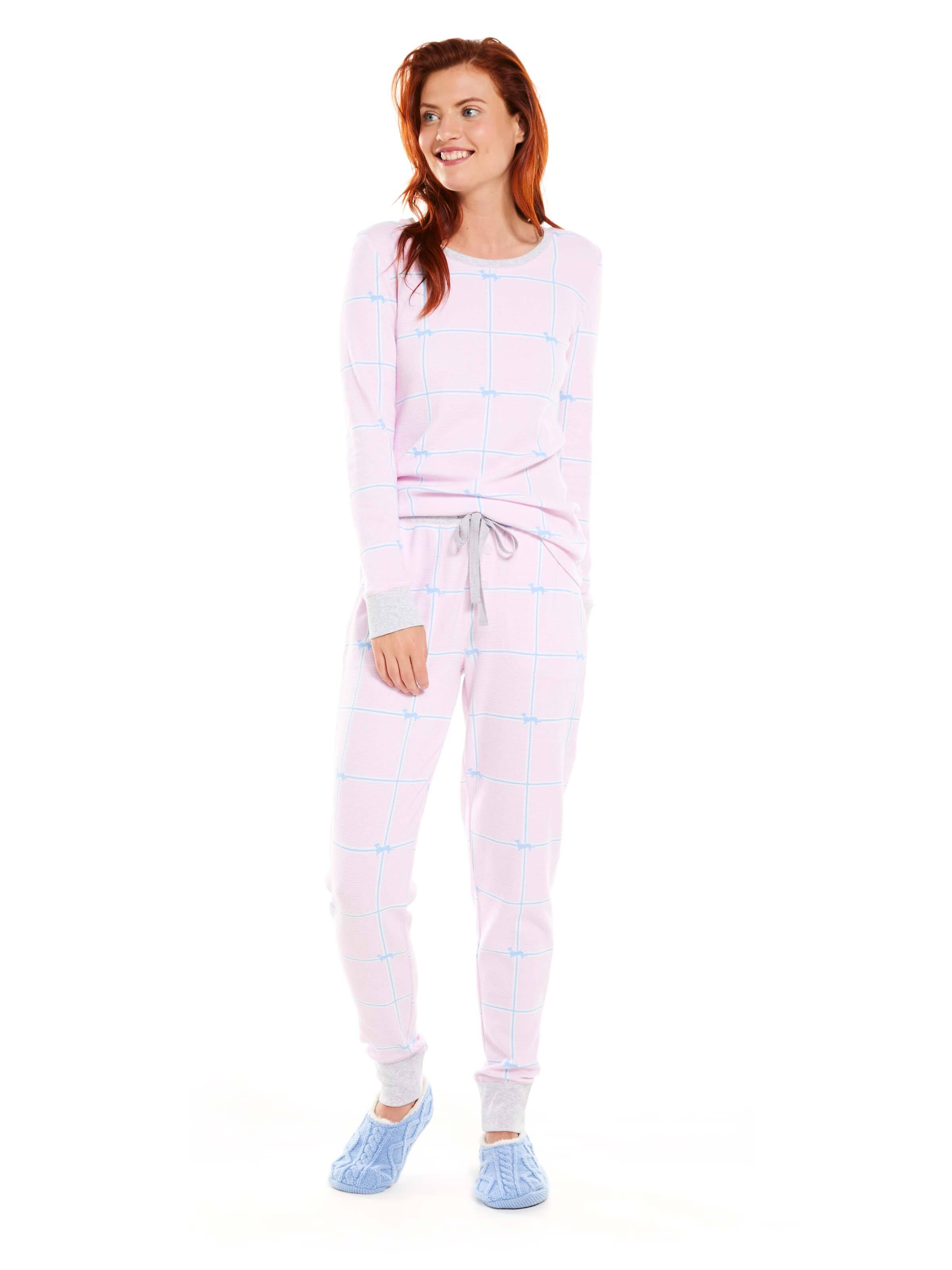 Windowpane Waffle Long Sleeve Top