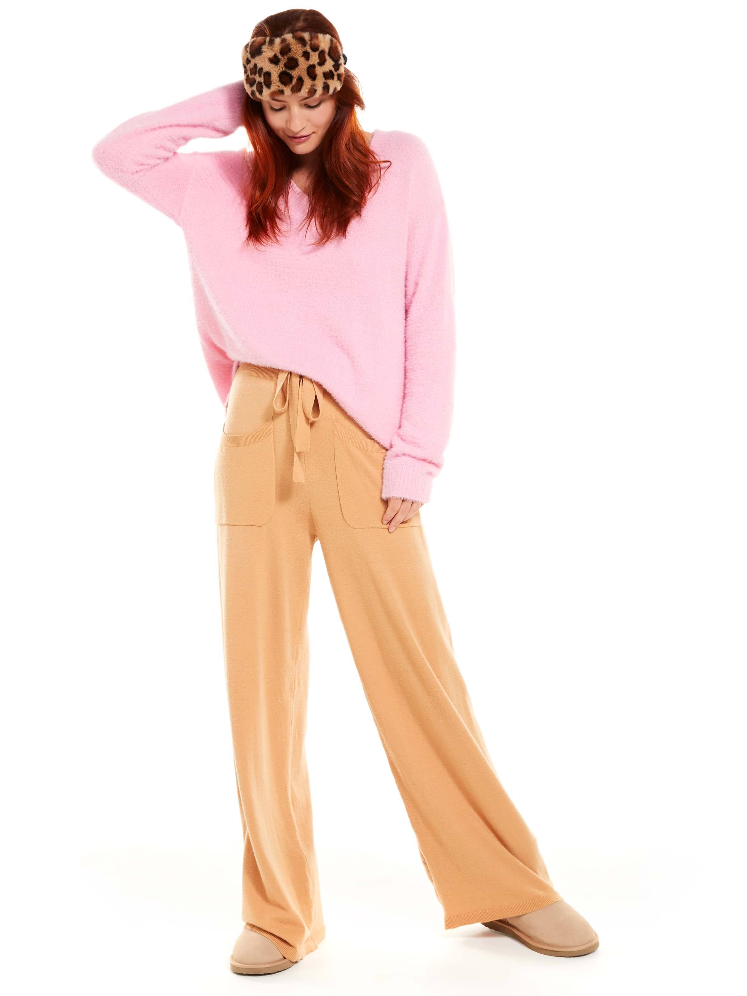 Brown Fuzzy Wide Leg Pj Pant