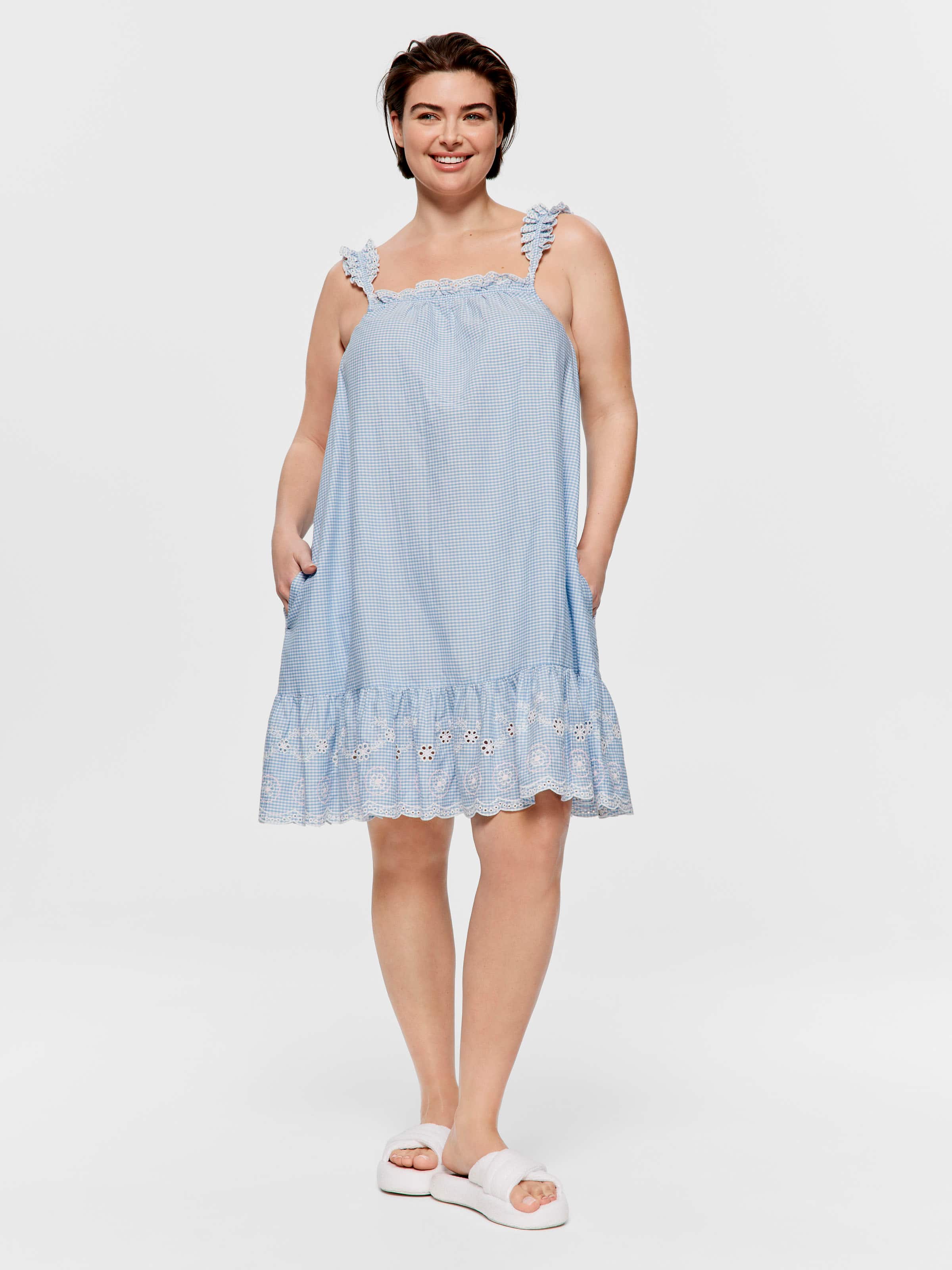 Image for P.A. Plus Gingham Broiderie Nightie from Peter Alexander