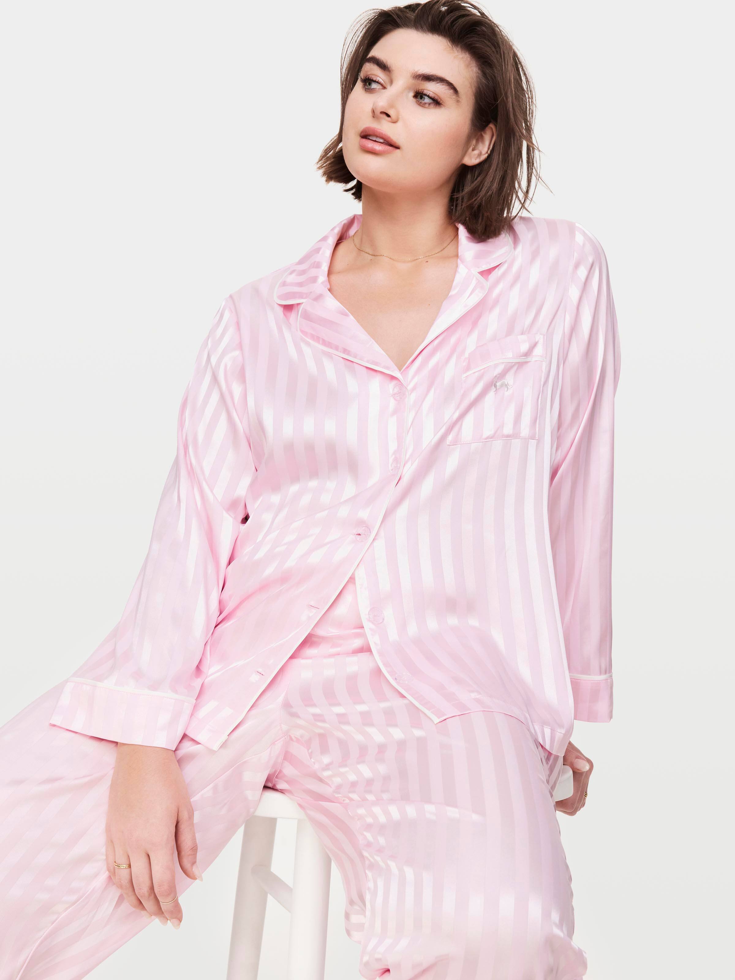Image for P.A. Plus Long Pink Chic Stripe Pj Set from Peter Alexander